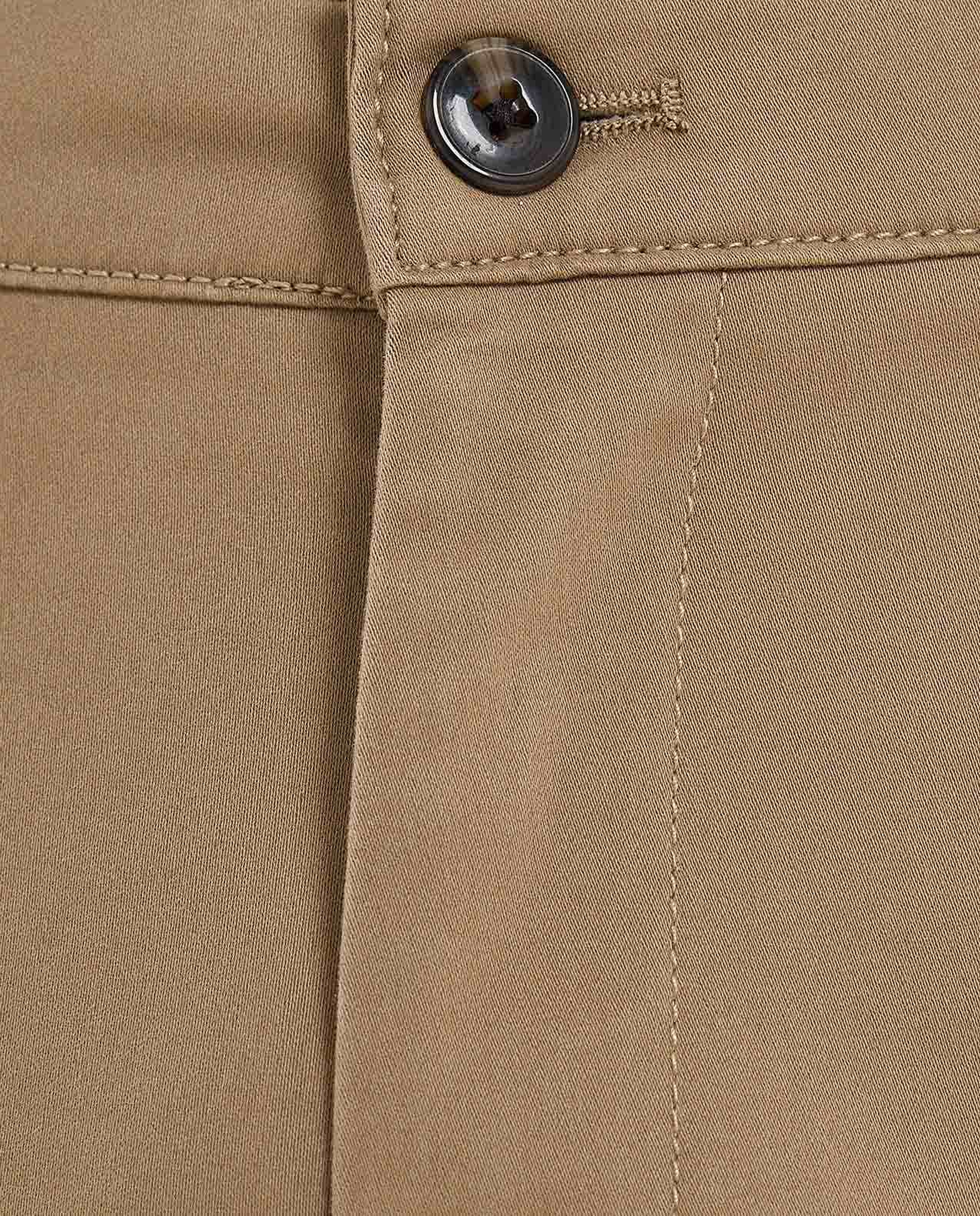 Solid Slim Fit Pants with Button Closure