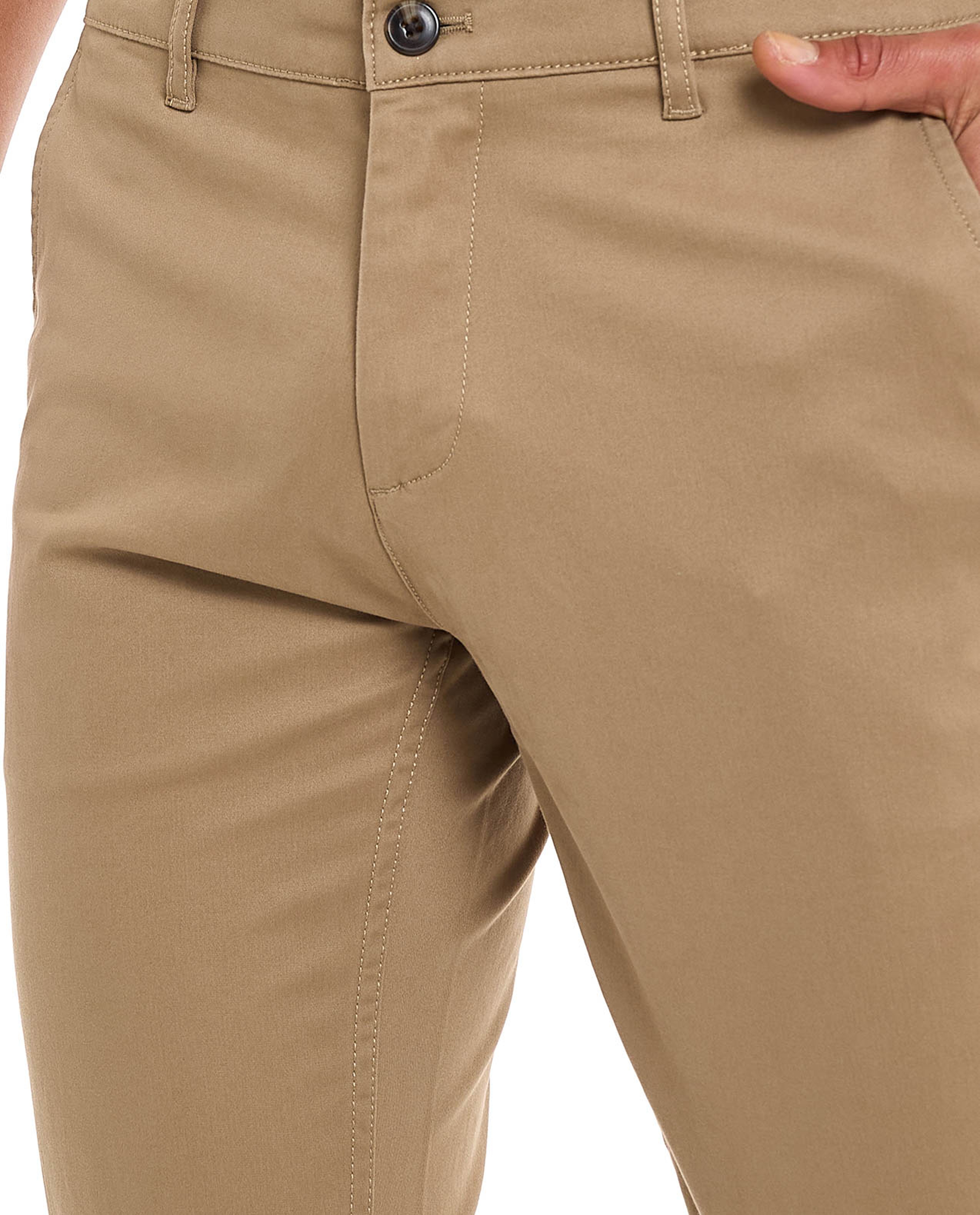 Solid Slim Fit Pants with Button Closure