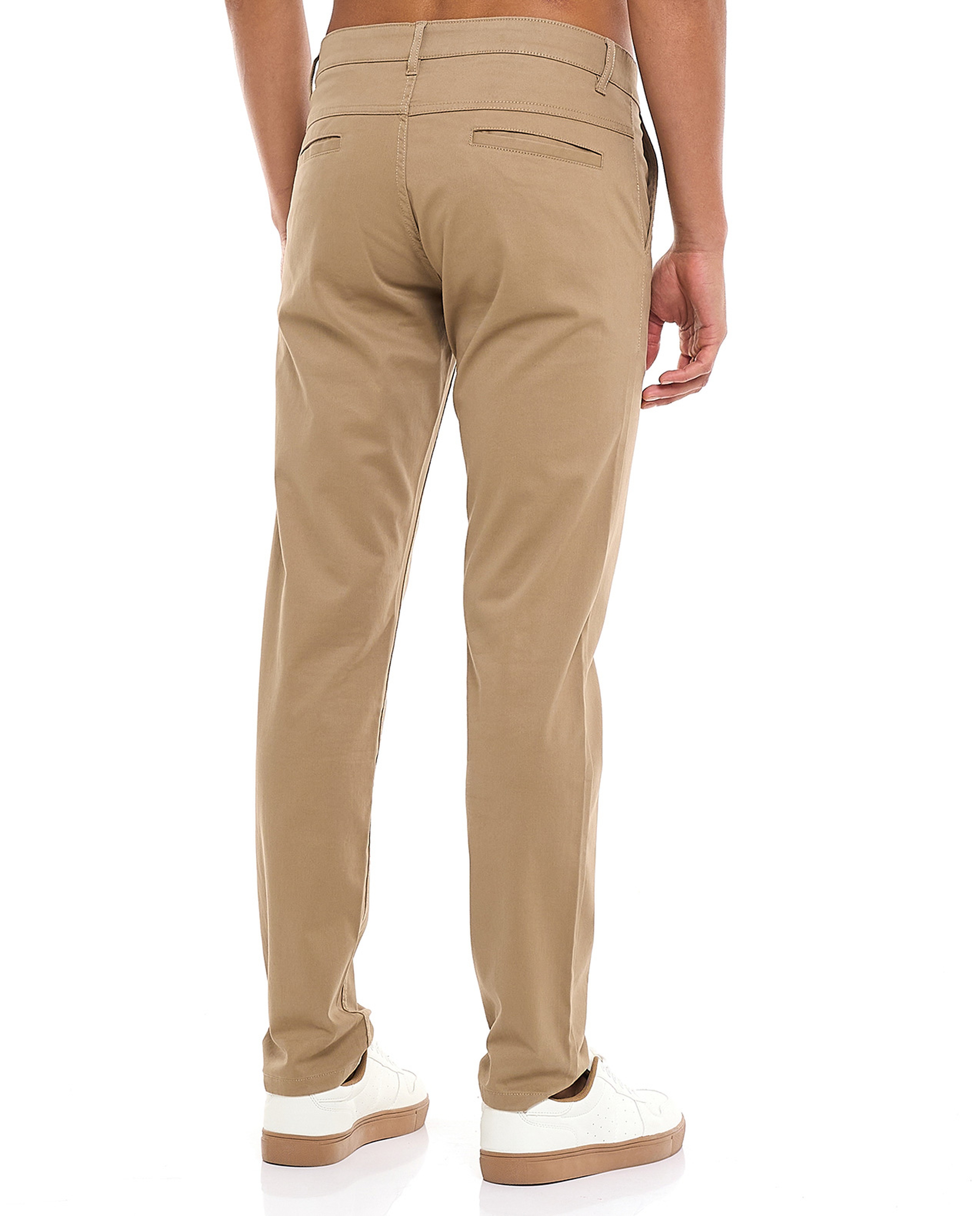 Solid Slim Fit Pants with Button Closure