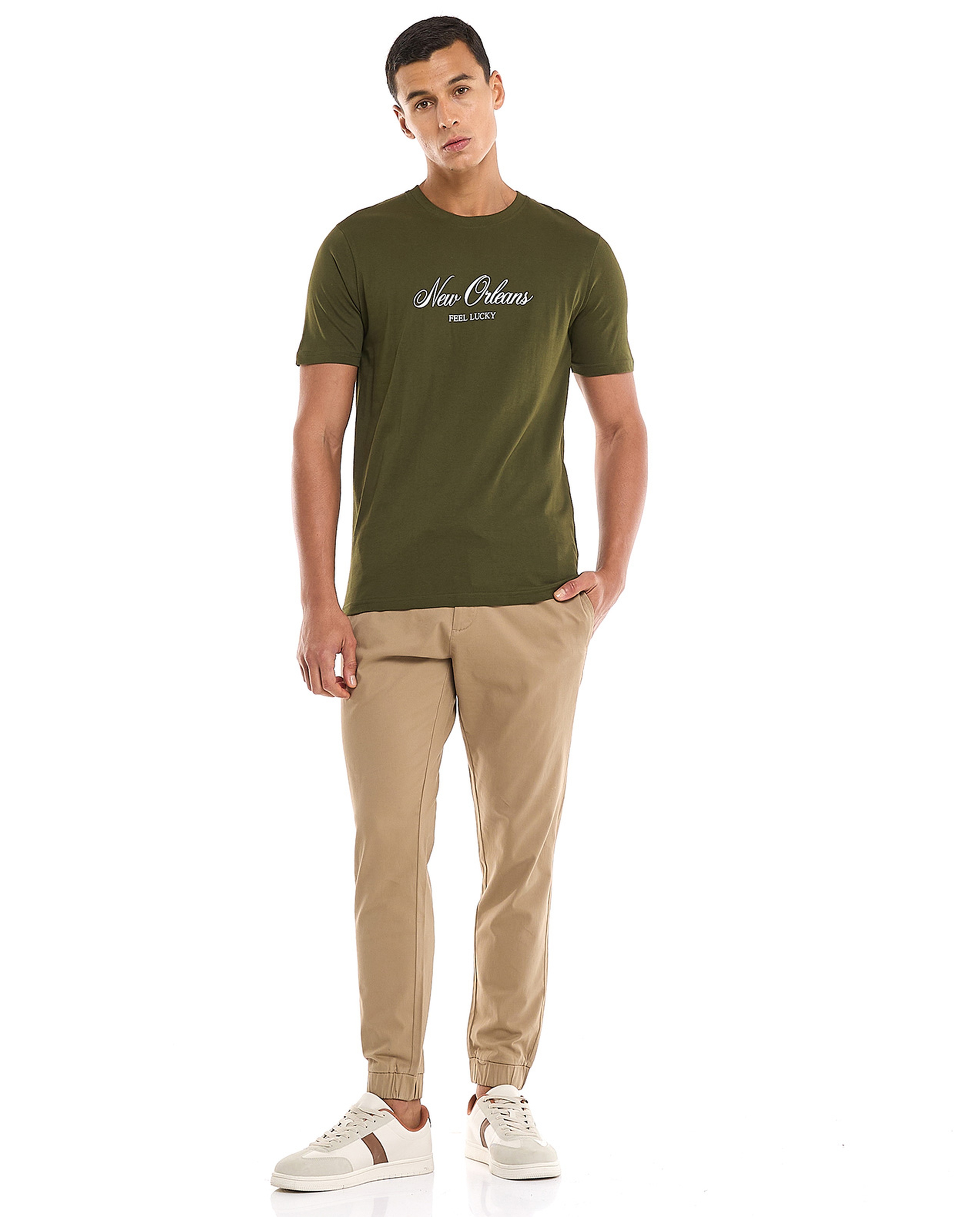 Printed T-Shirt with Crew Neck and Short Sleeves