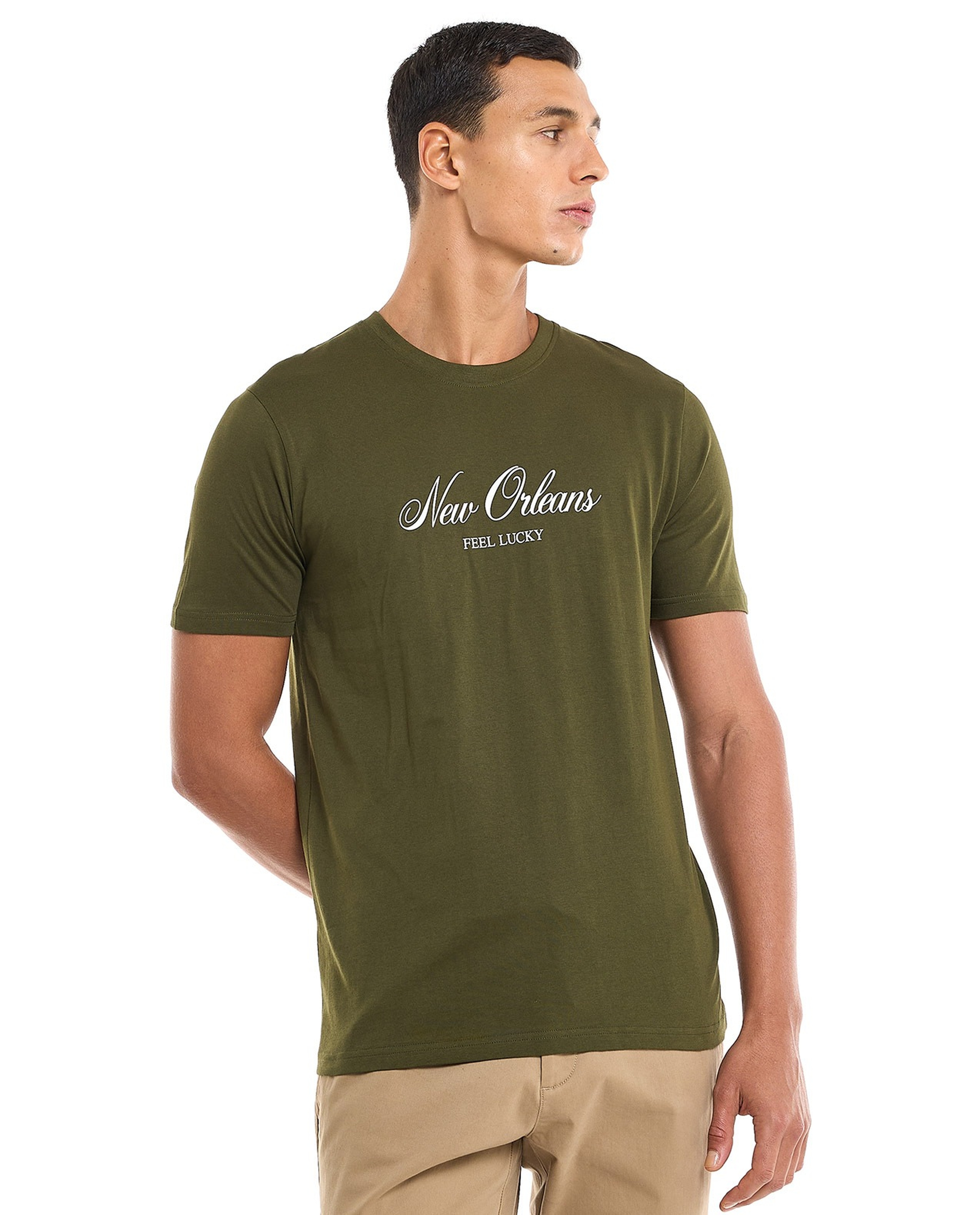 Printed T-Shirt with Crew Neck and Short Sleeves