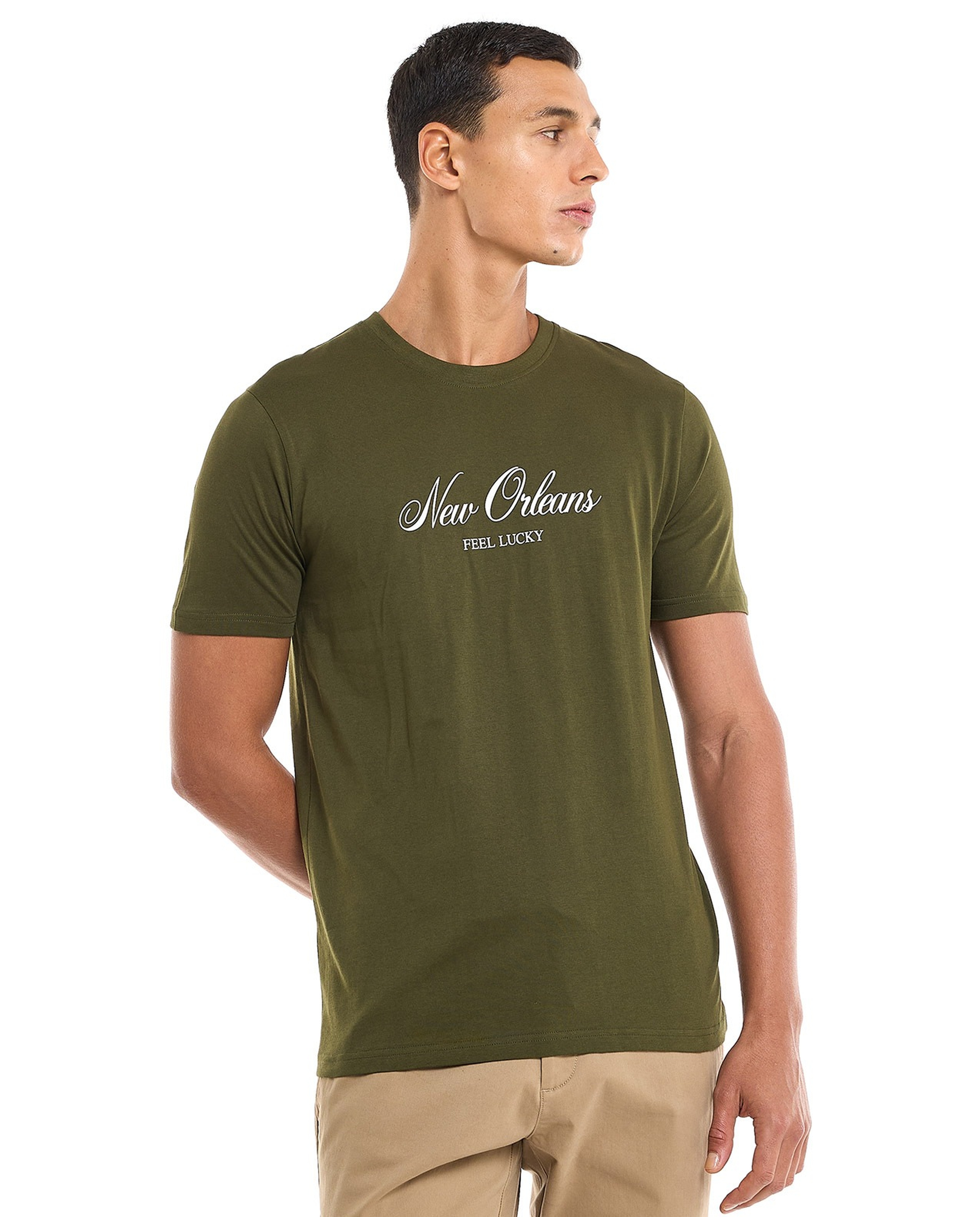 Printed T-Shirt with Crew Neck and Short Sleeves