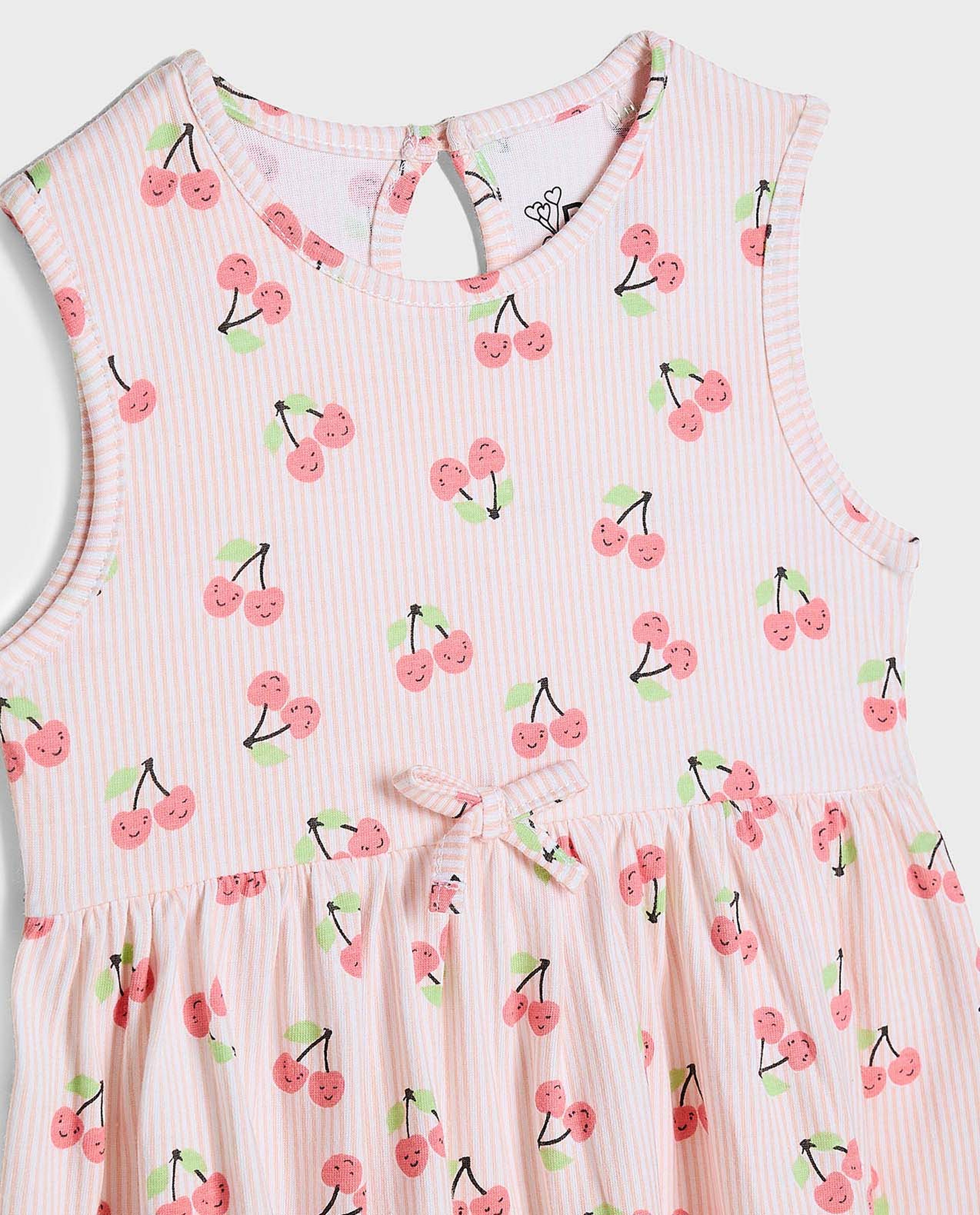 Printed Sleeveless Dress with Round Neck