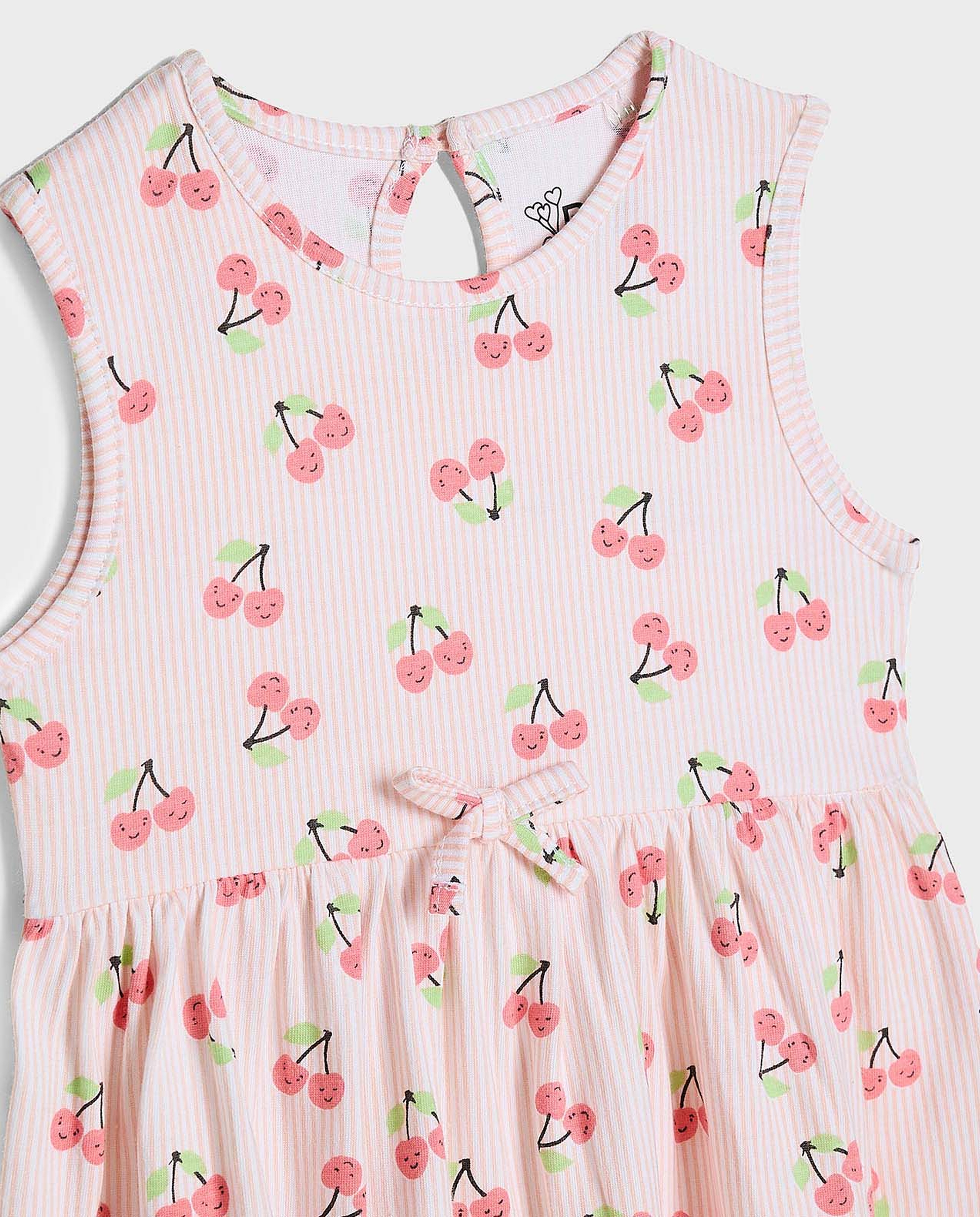 Printed Sleeveless Dress with Round Neck