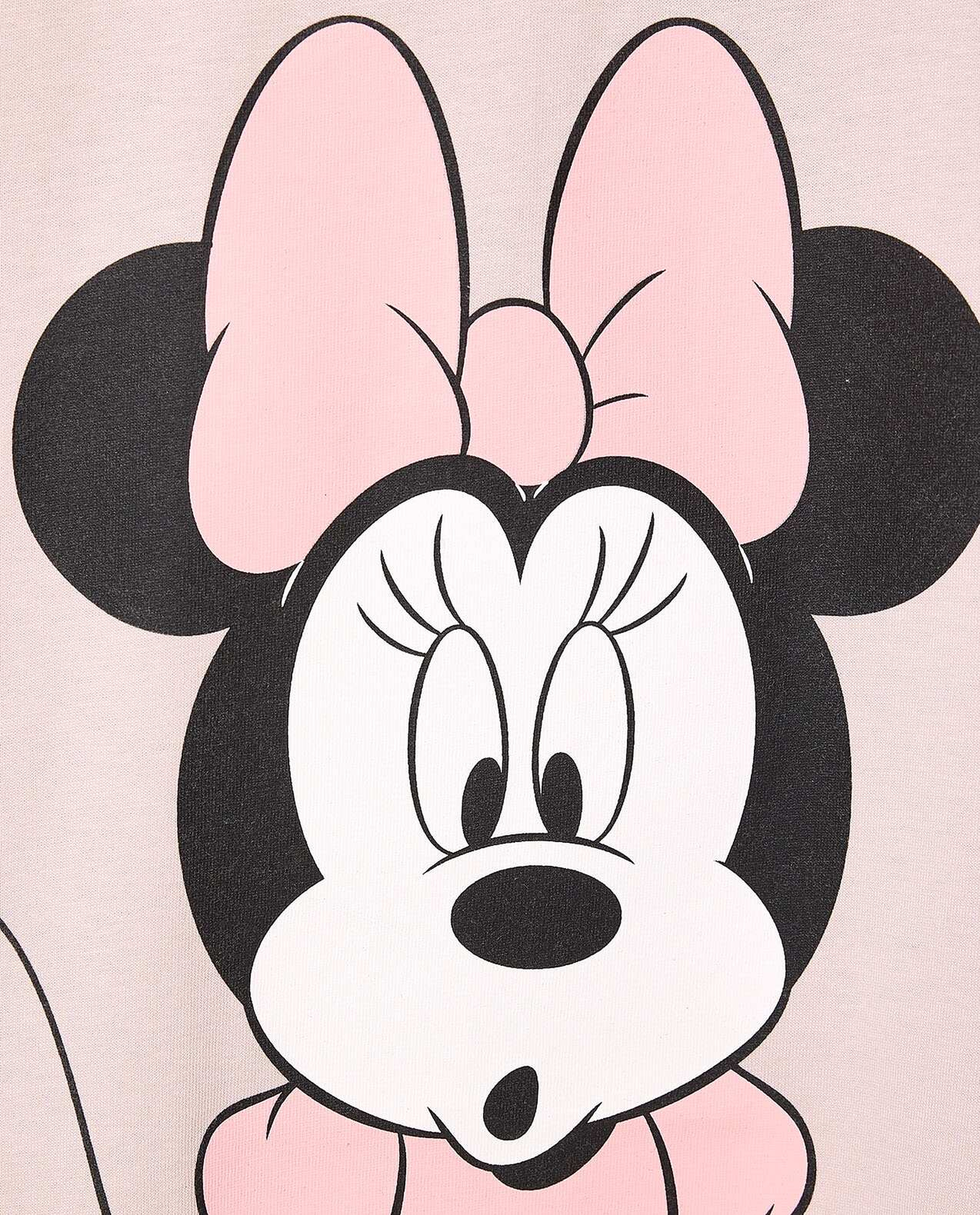 Minnie Mouse Printed Nightdress with Crew Neck and Short Sleeves