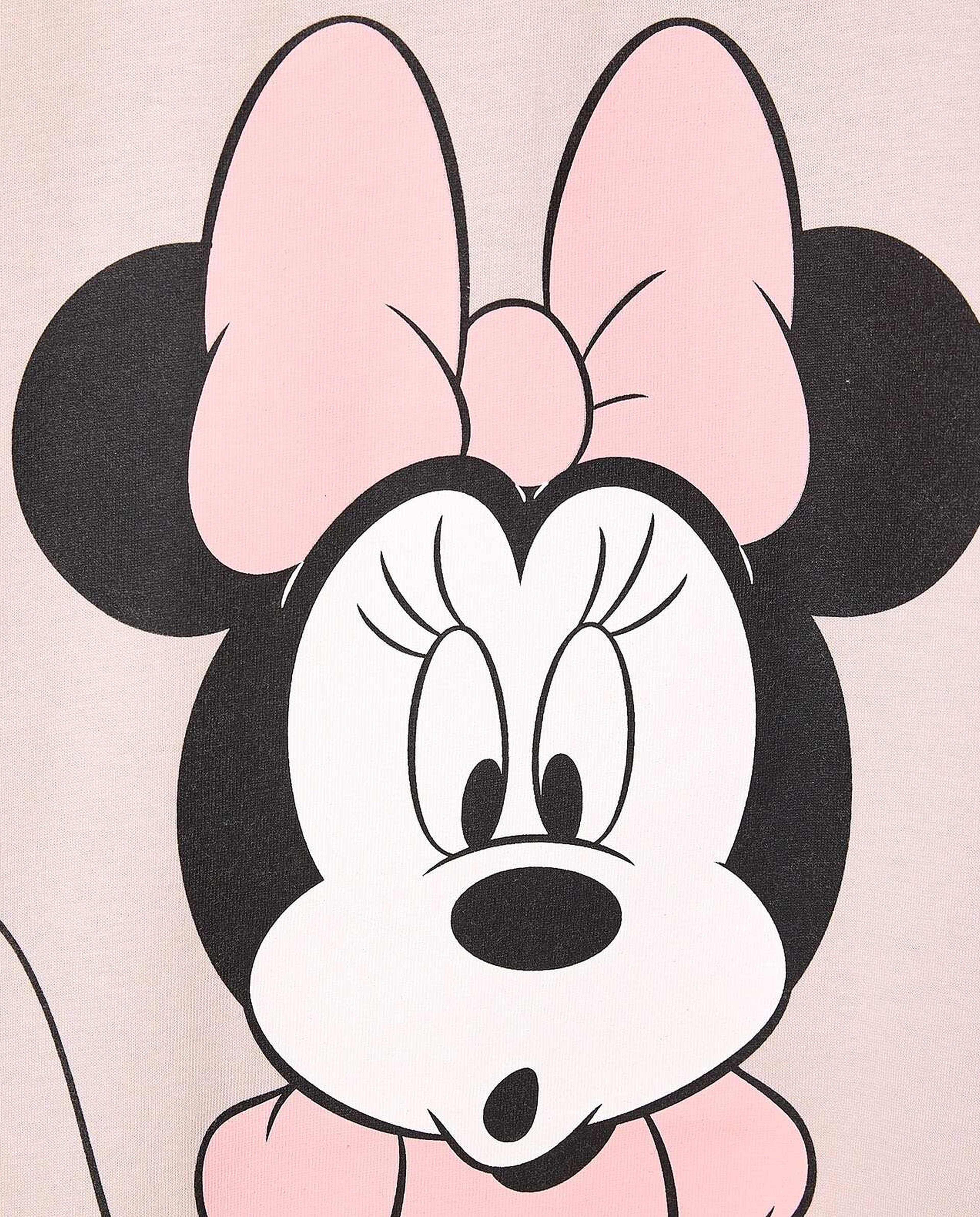 Minnie Mouse Printed Nightdress with Crew Neck and Short Sleeves