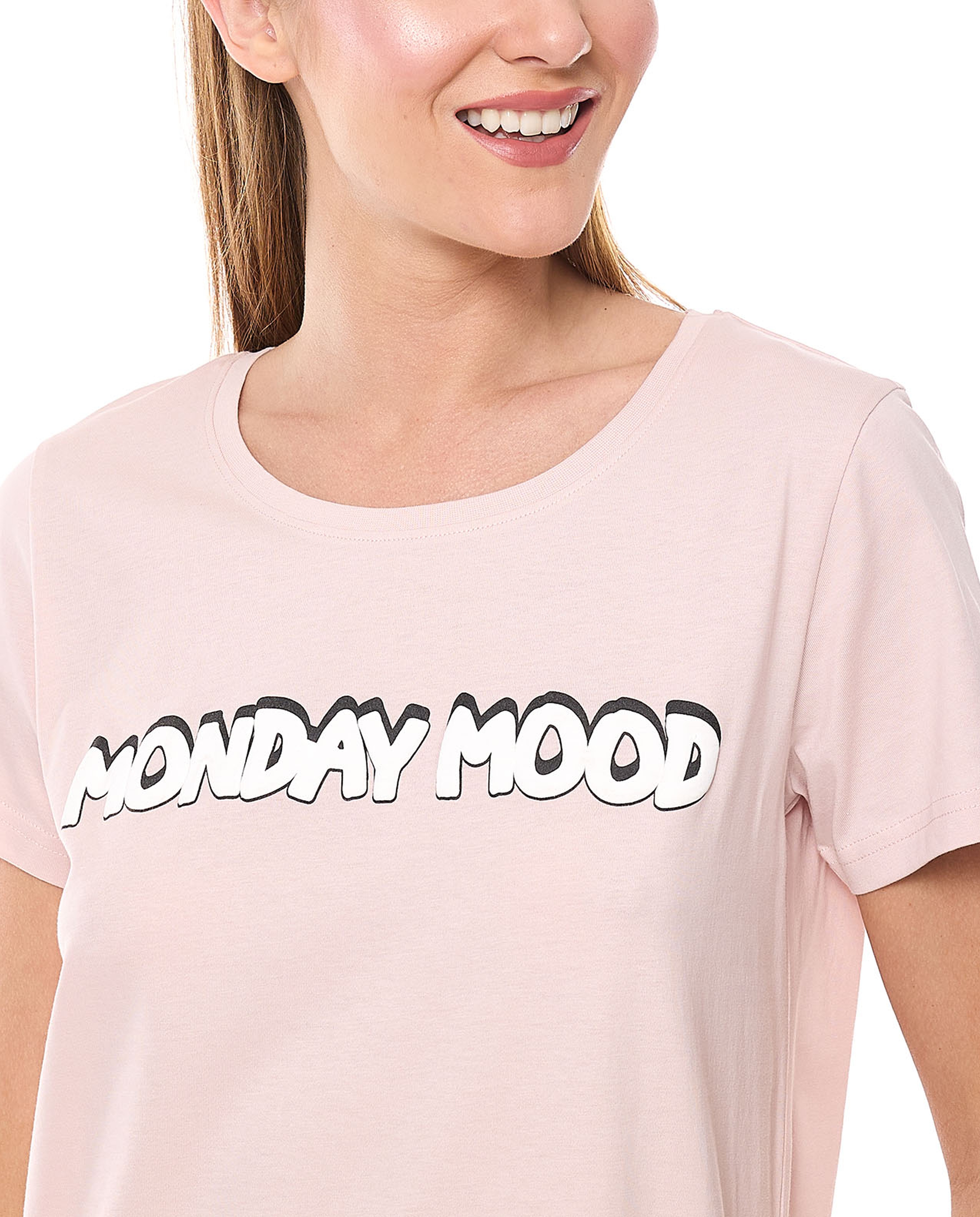 Minnie Mouse Printed Nightdress with Crew Neck and Short Sleeves