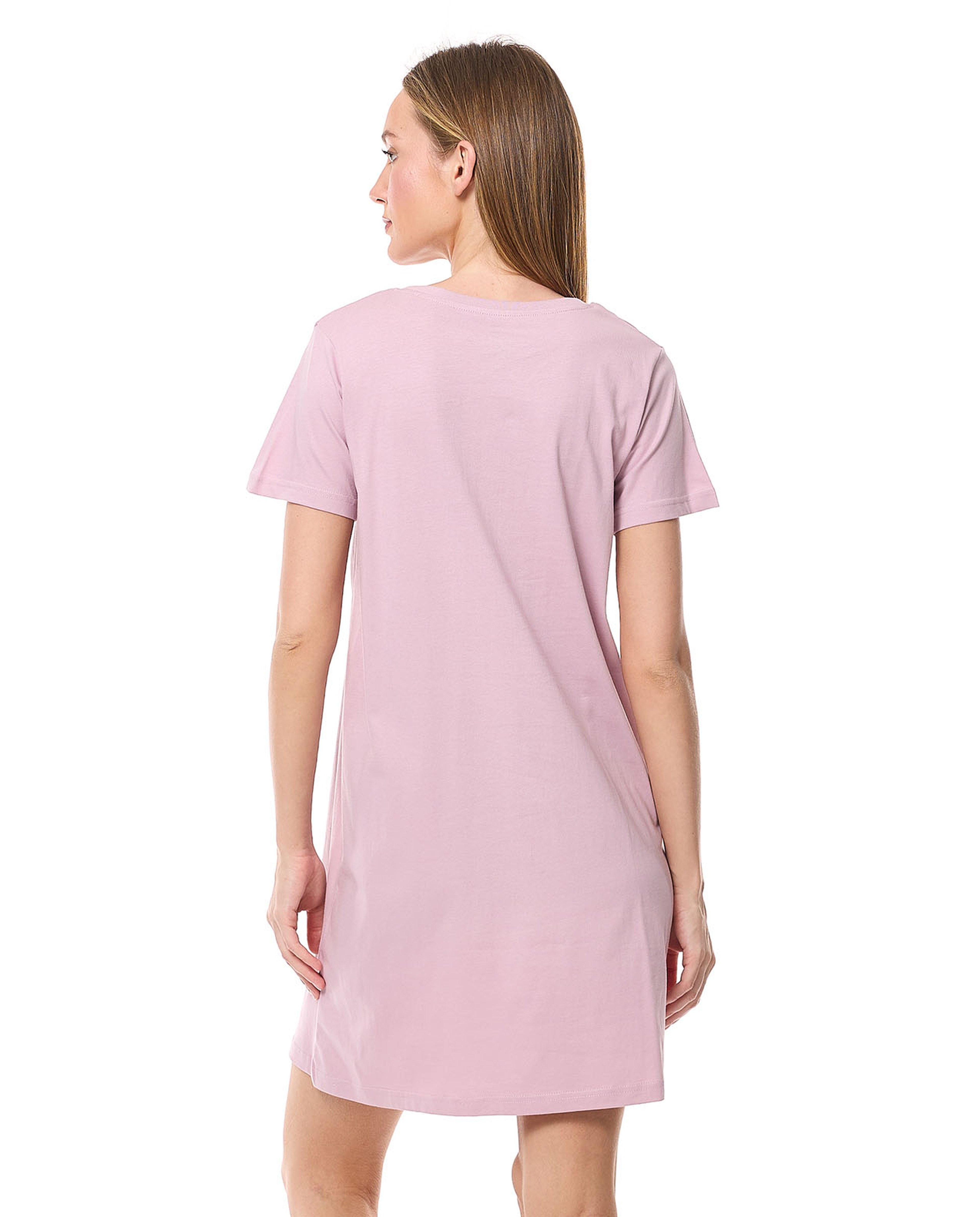 Mickey & Friends Printed Nightdress with Crew Neck and Short Sleeves