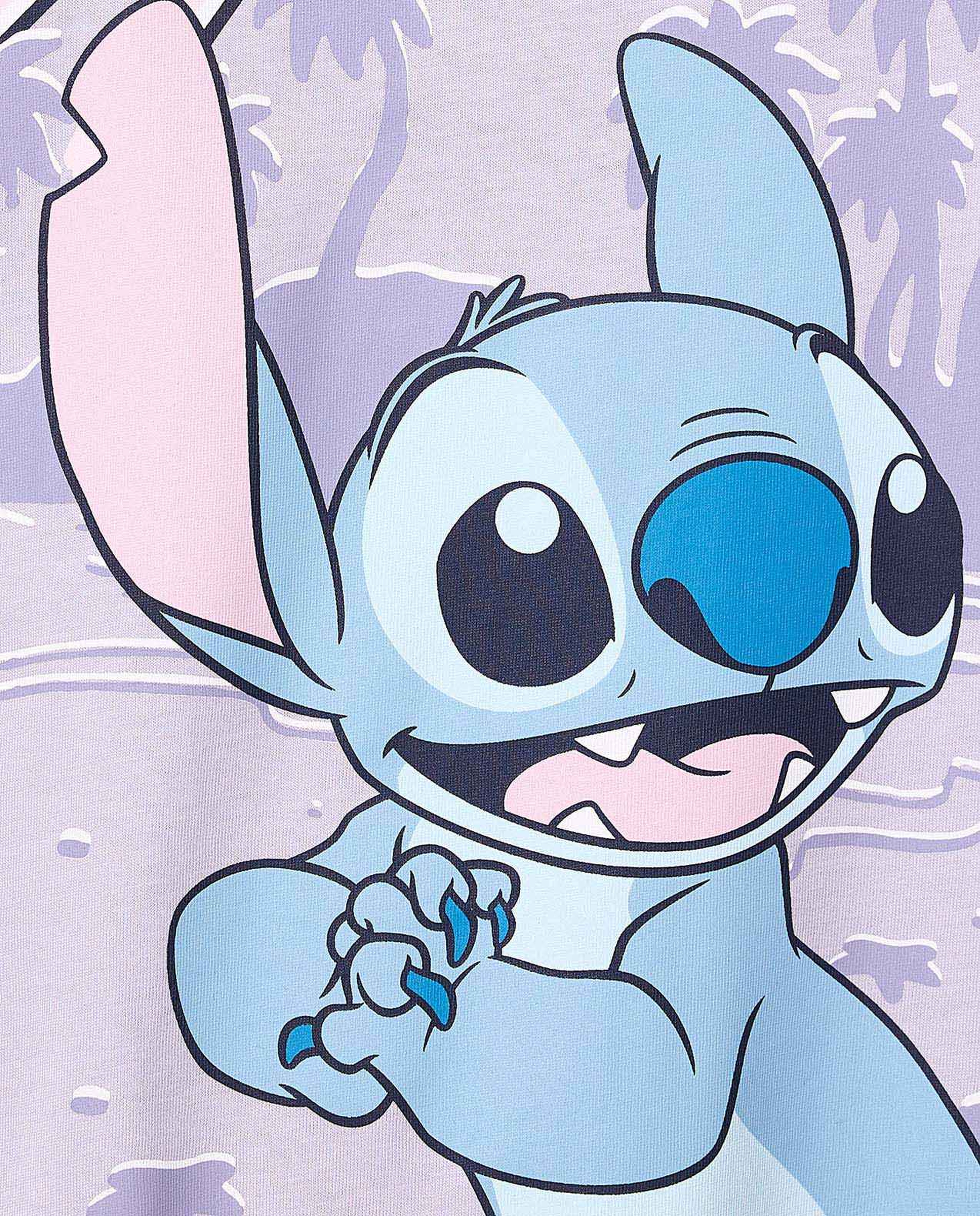 Stitch Printed Nightdress with Crew Neck and Short Sleeves