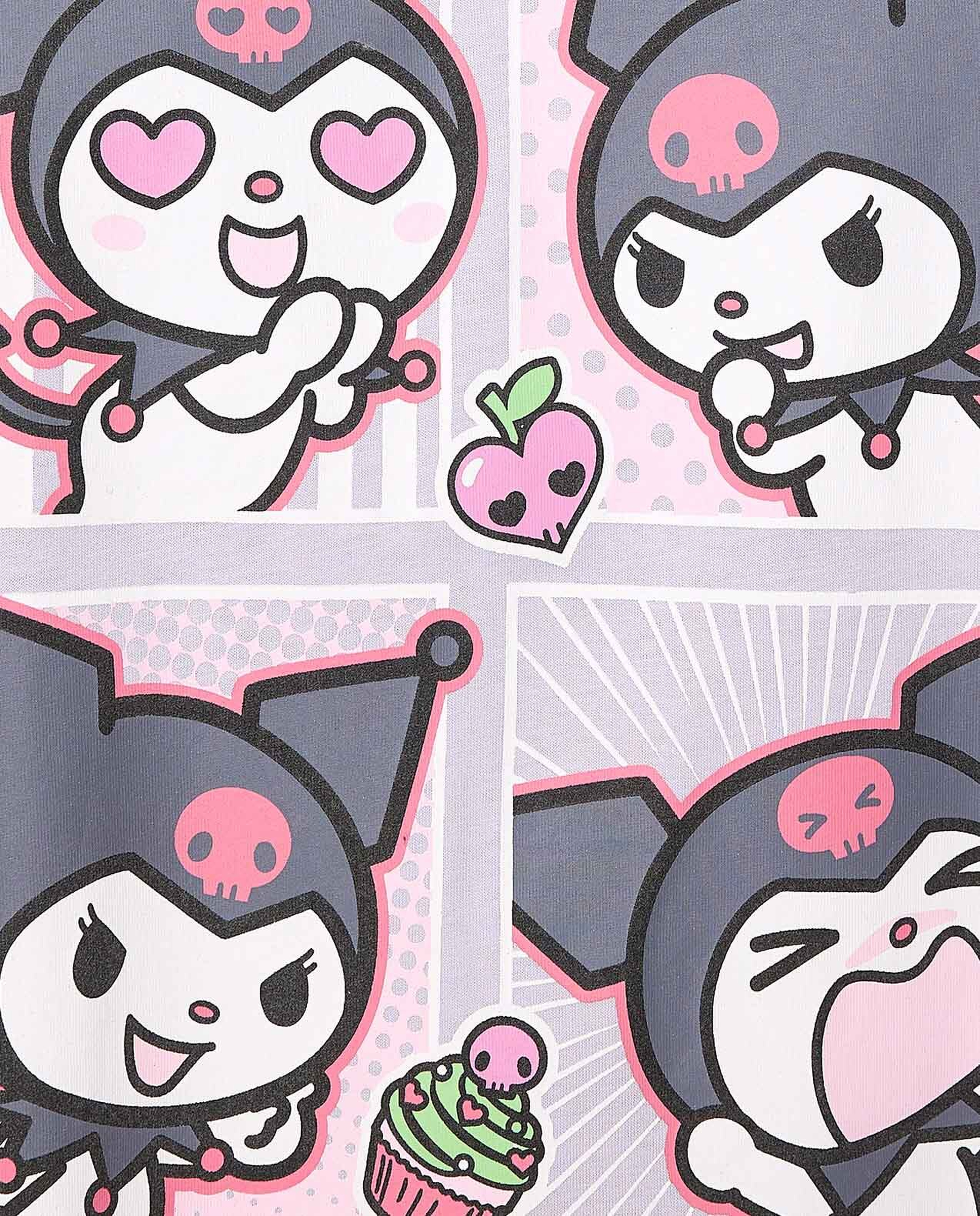 Kuromi Printed Nightdress with Crew Neck and Short Sleeves