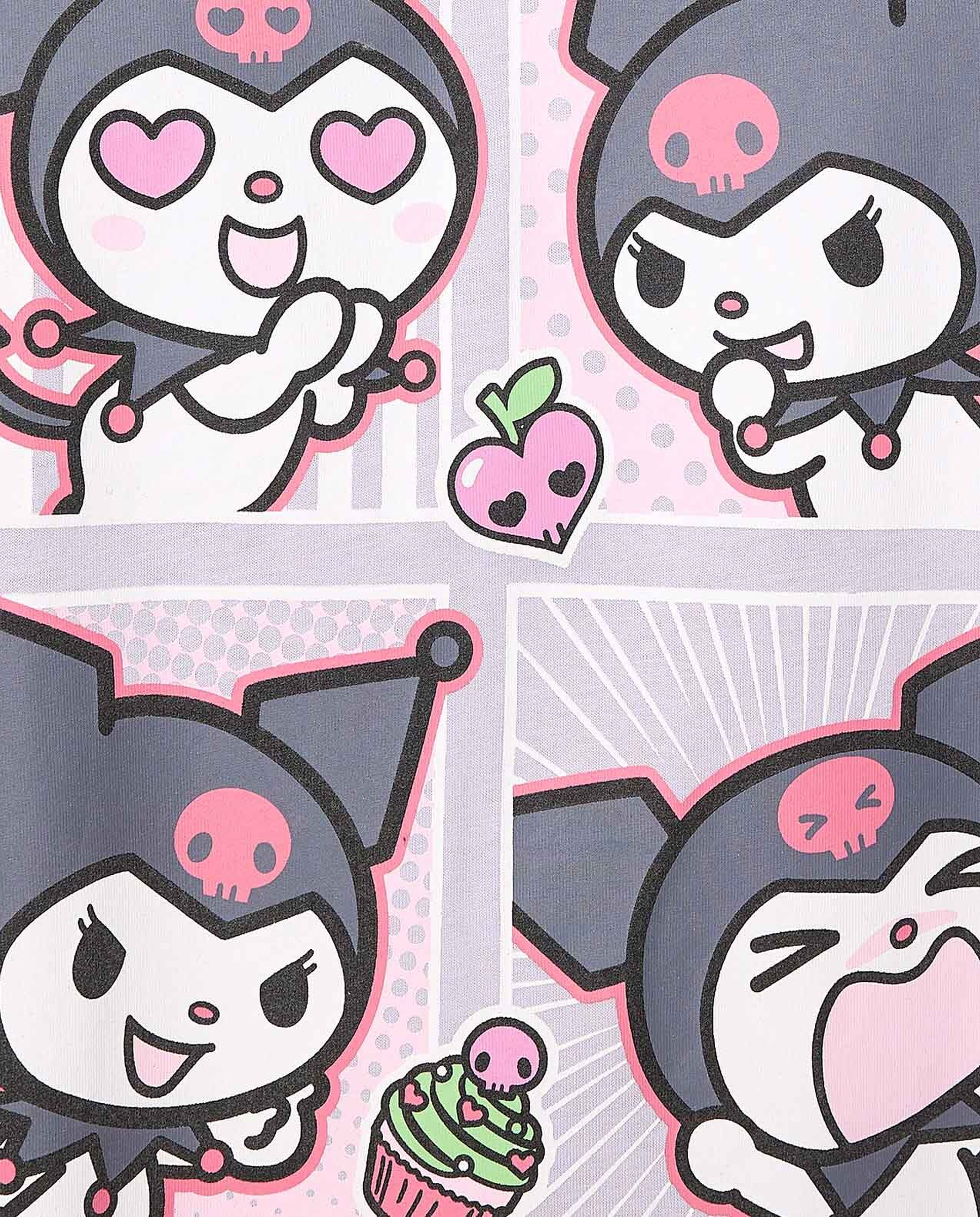 Kuromi Printed Nightdress with Crew Neck and Short Sleeves