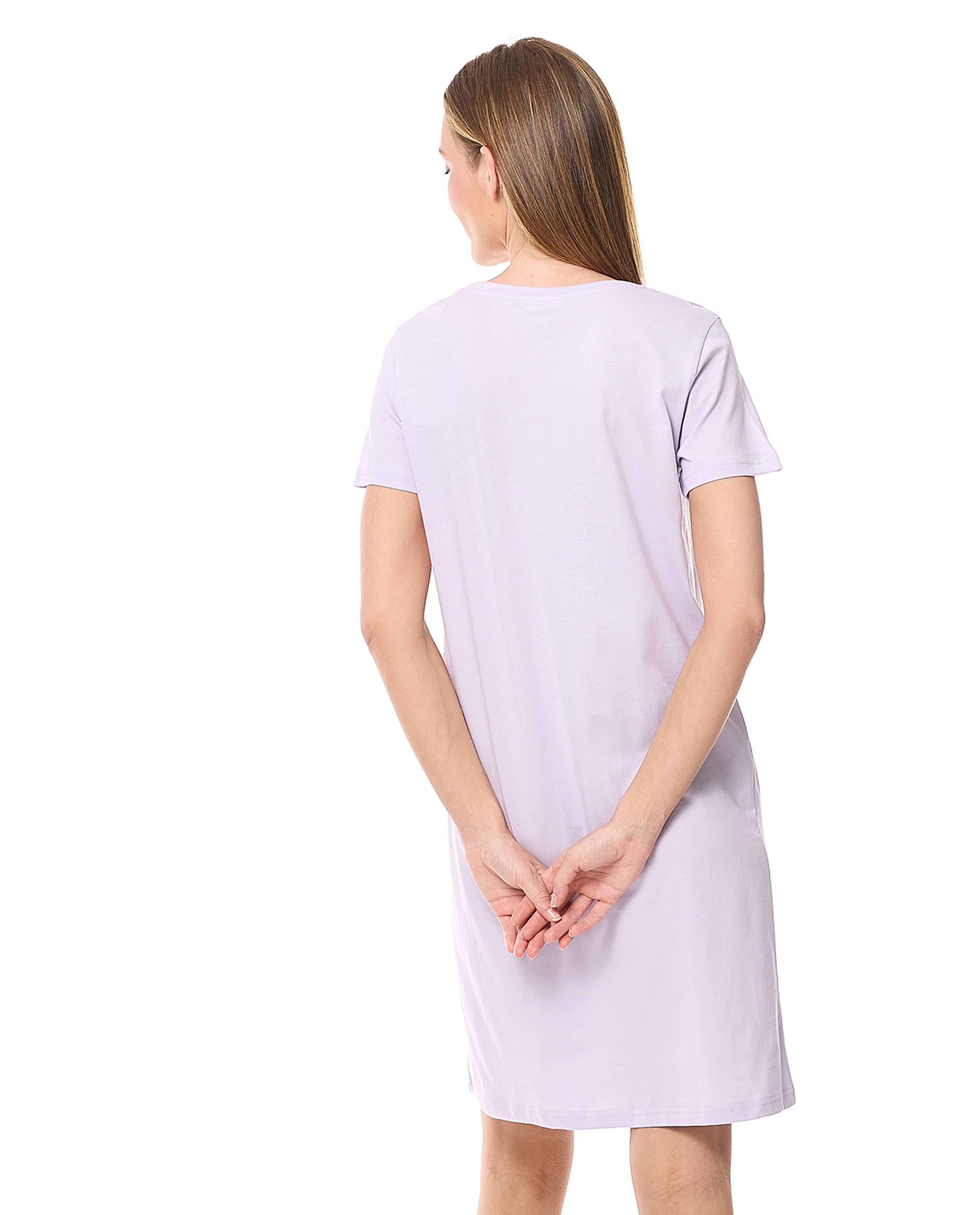 Kuromi Printed Nightdress with Crew Neck and Short Sleeves