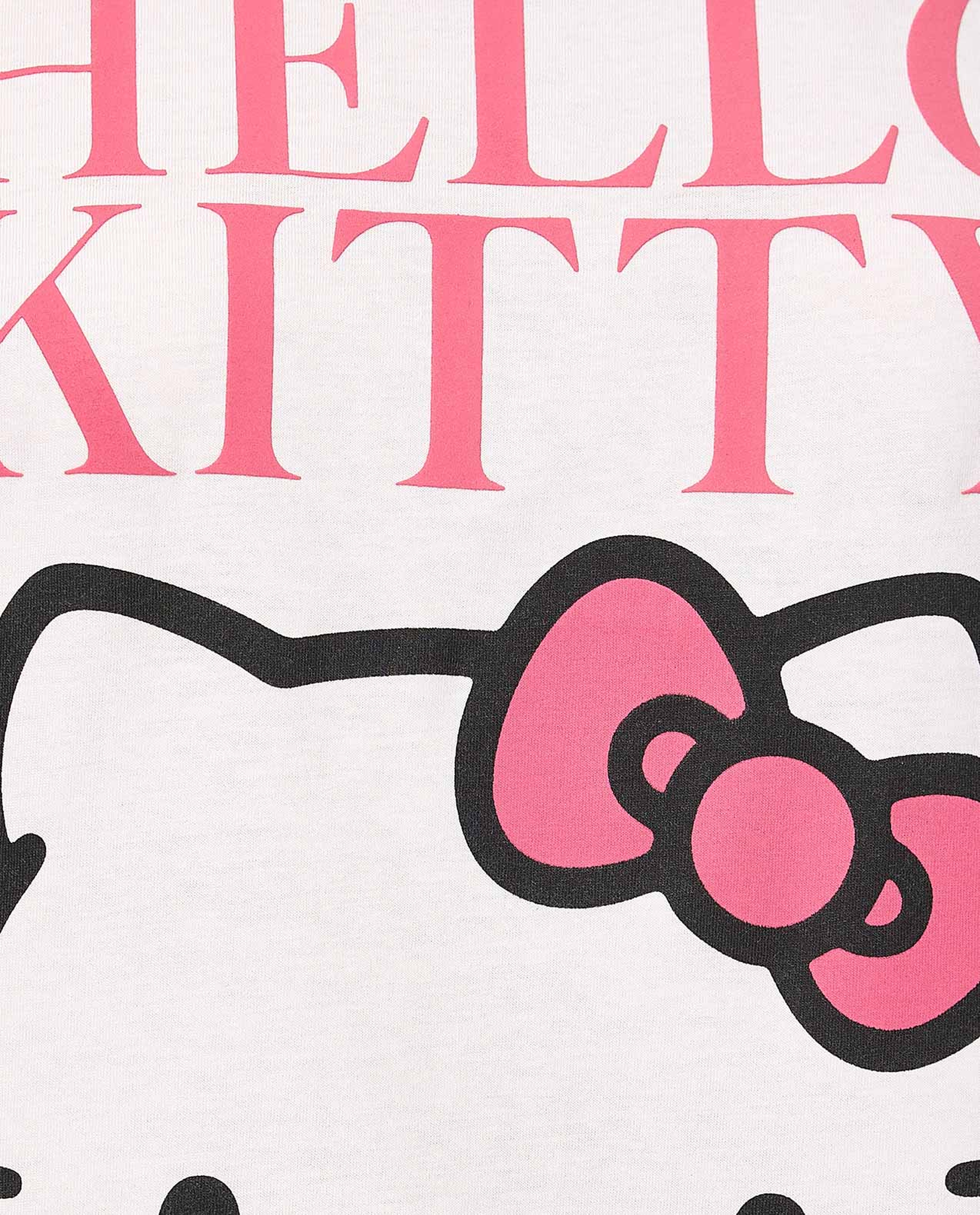 Hello Kitty Printed Nightdress with Crew Neck and Short Sleeves