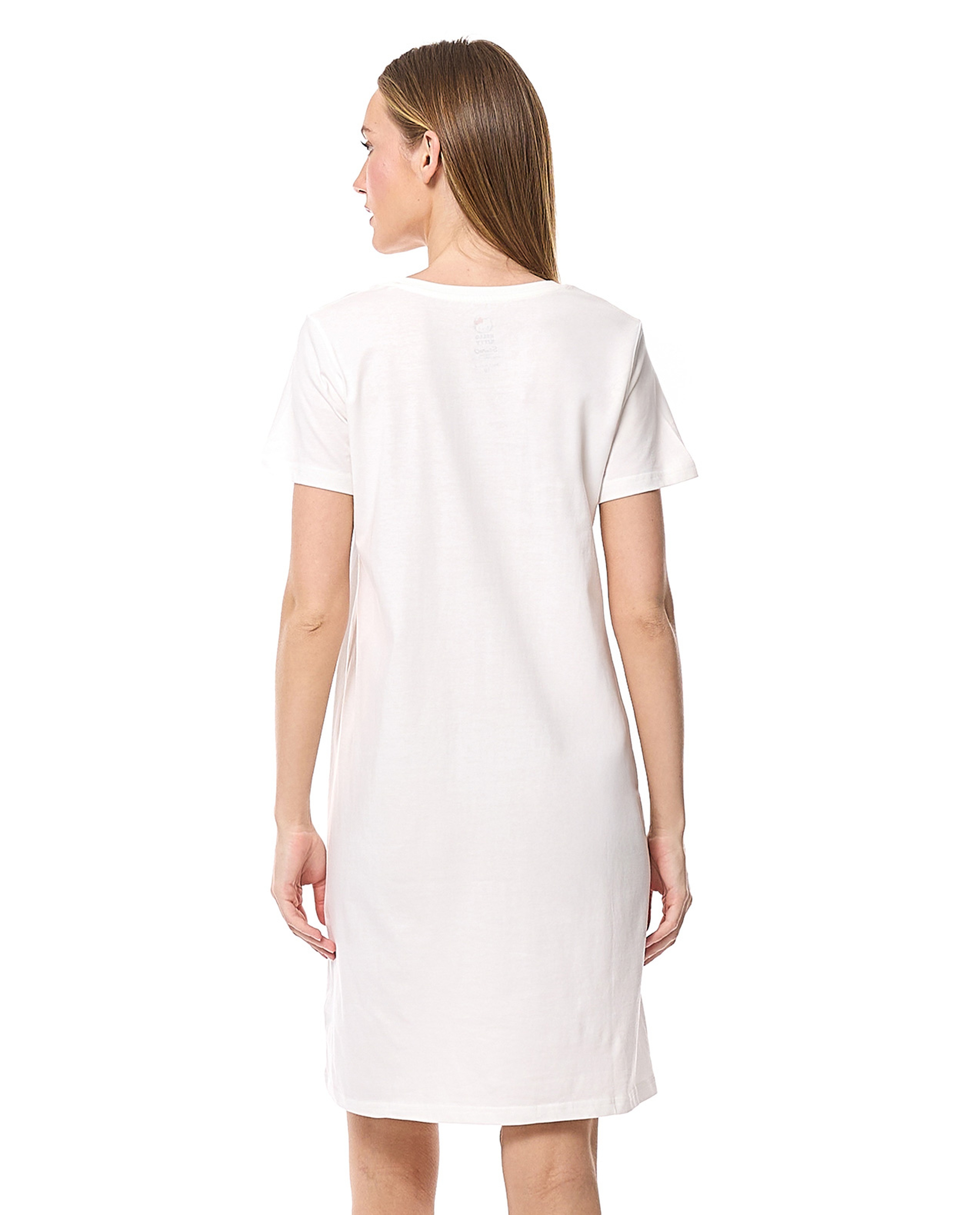 Hello Kitty Printed Nightdress with Crew Neck and Short Sleeves