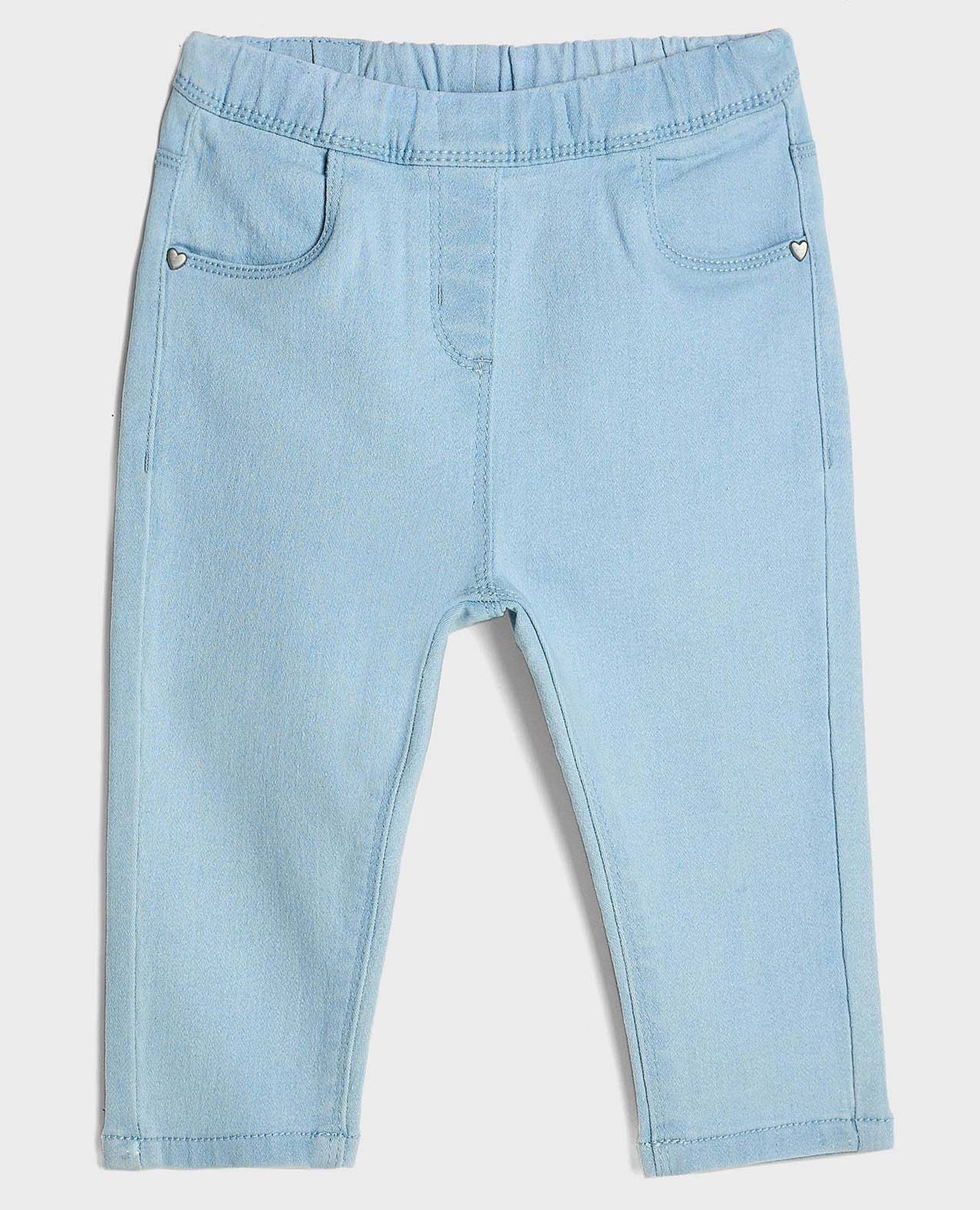 Faded Slim Fit Jeggings with Elastic Waist