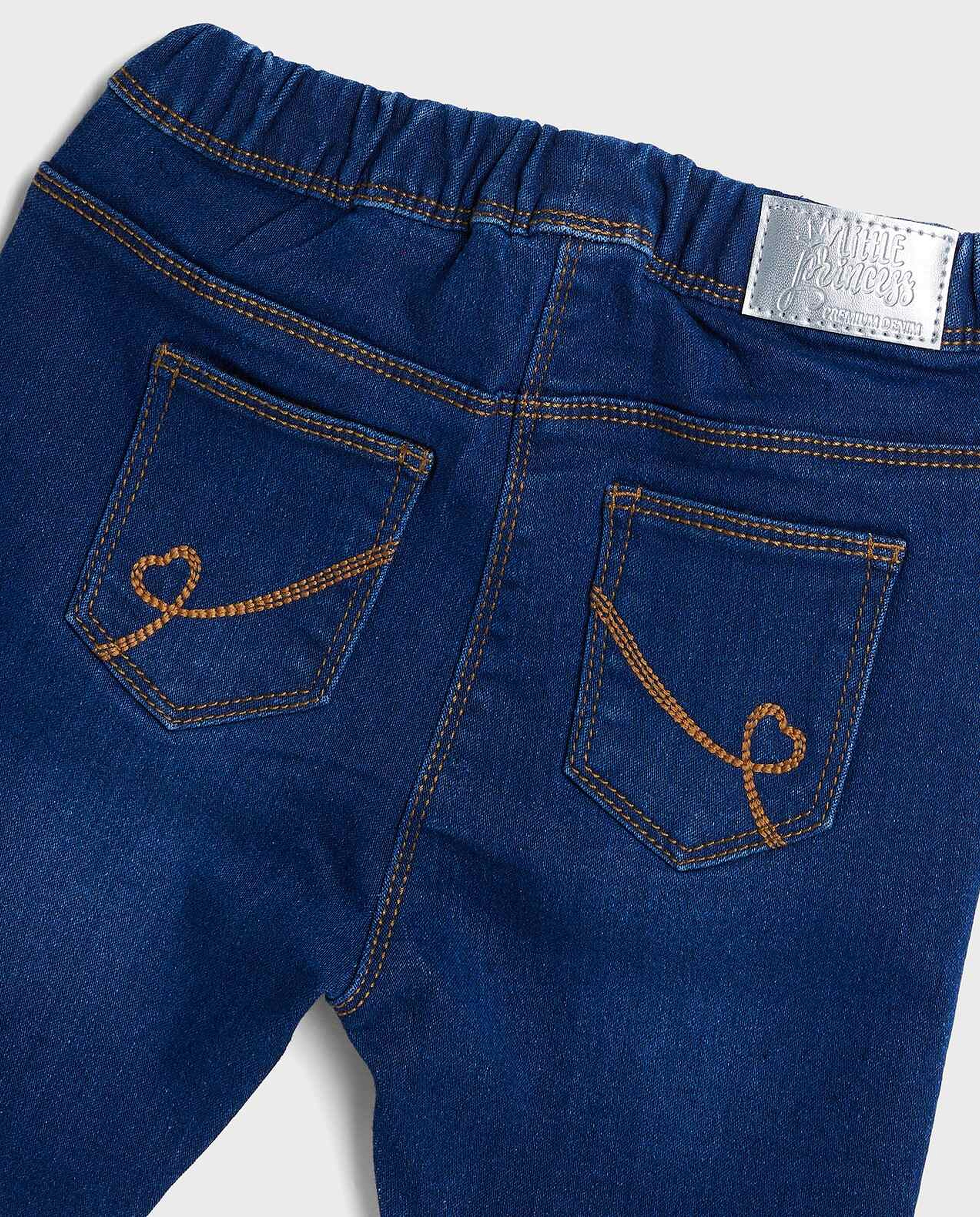 Faded Slim Fit Jeggings with Elastic Waist