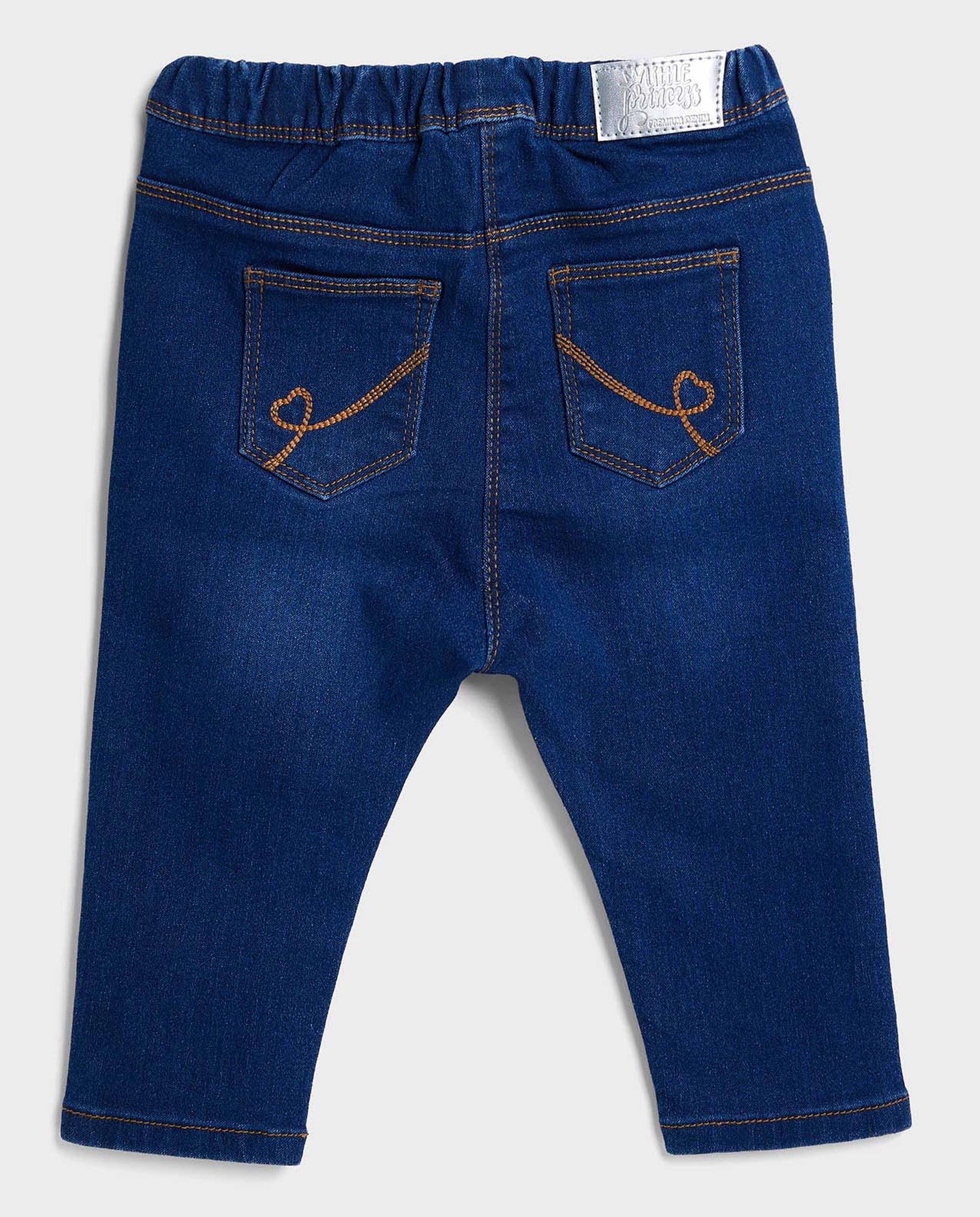 Faded Slim Fit Jeggings with Elastic Waist