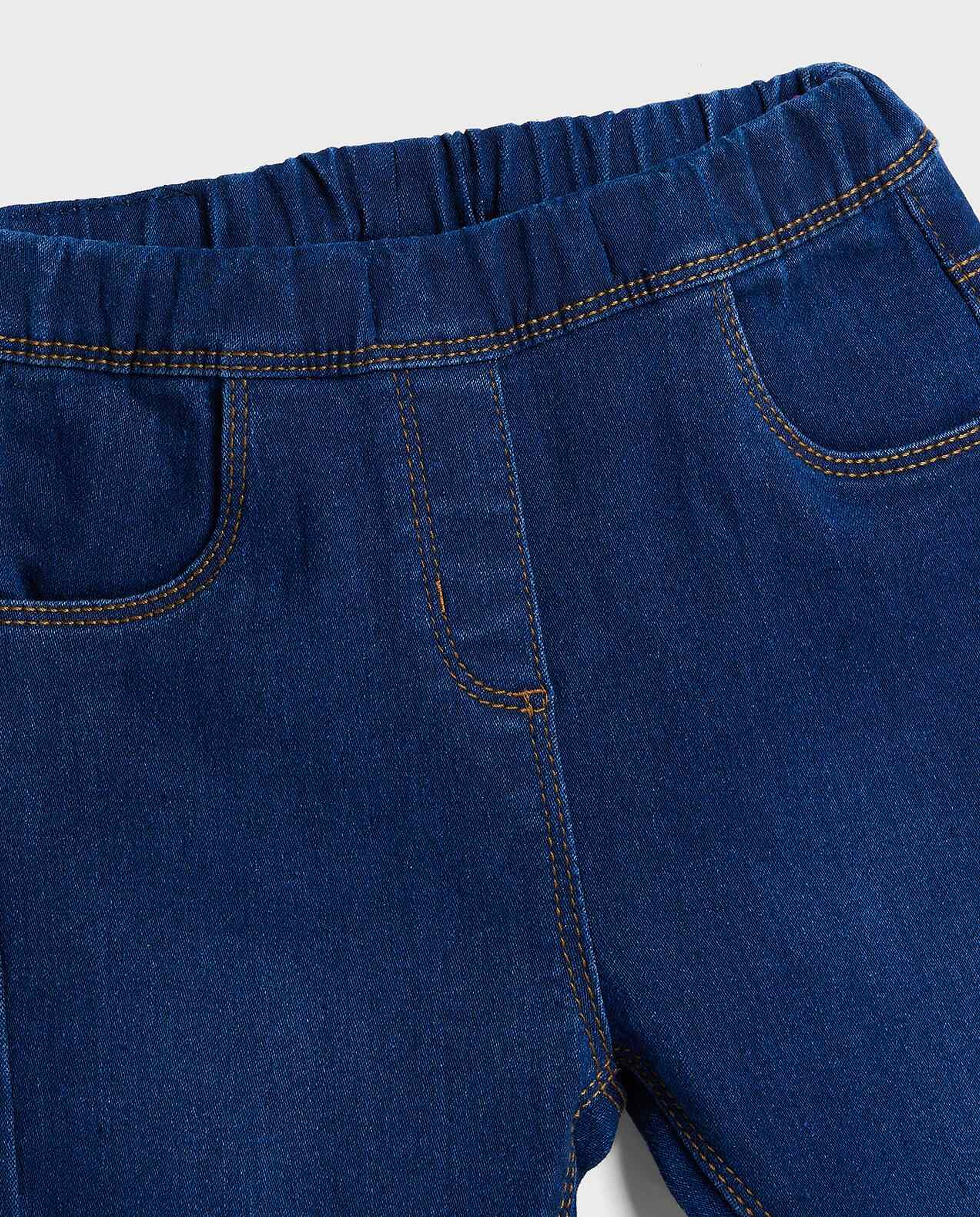 Faded Slim Fit Jeggings with Elastic Waist