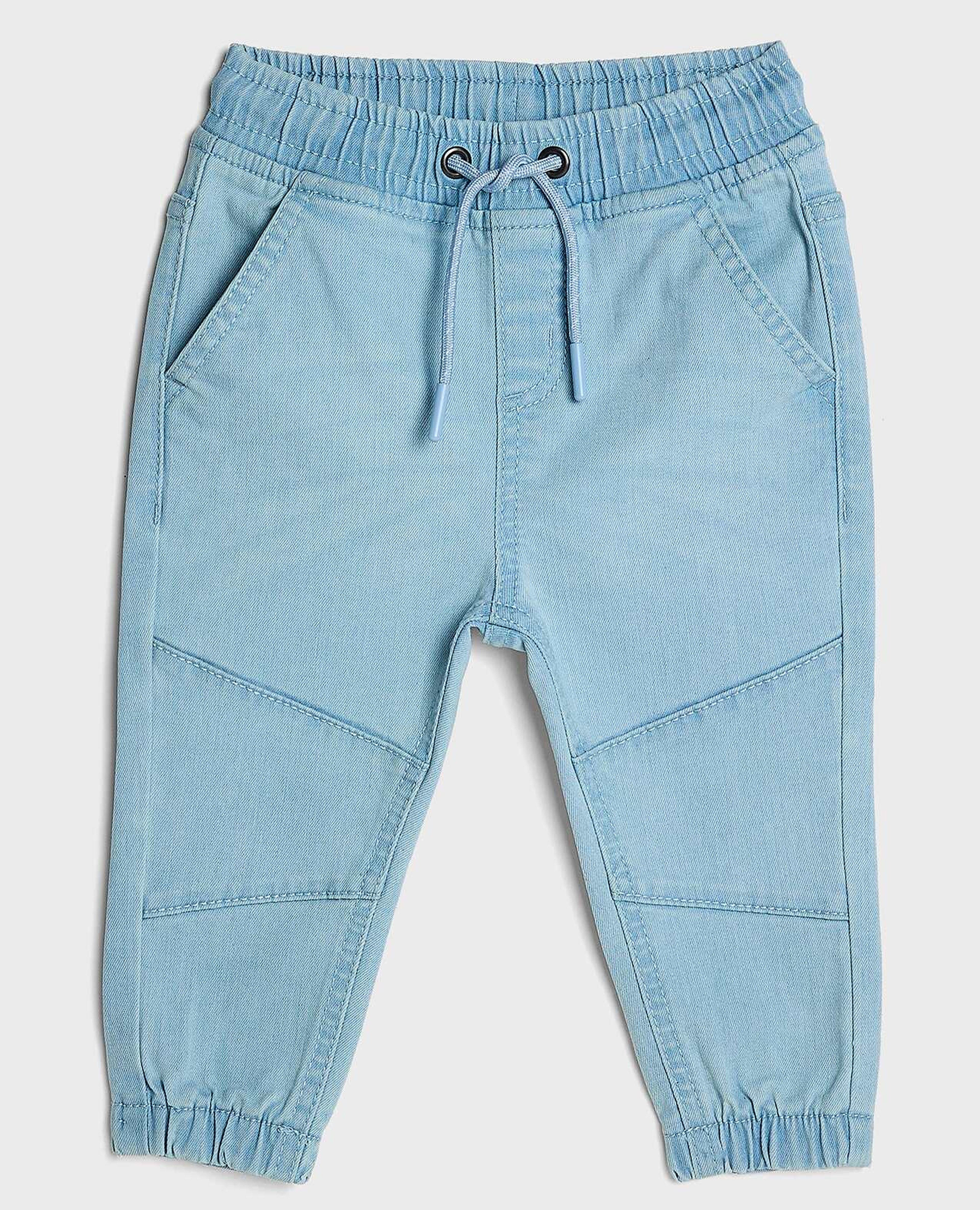 Faded Jogger Jeans with Drawstring Waist