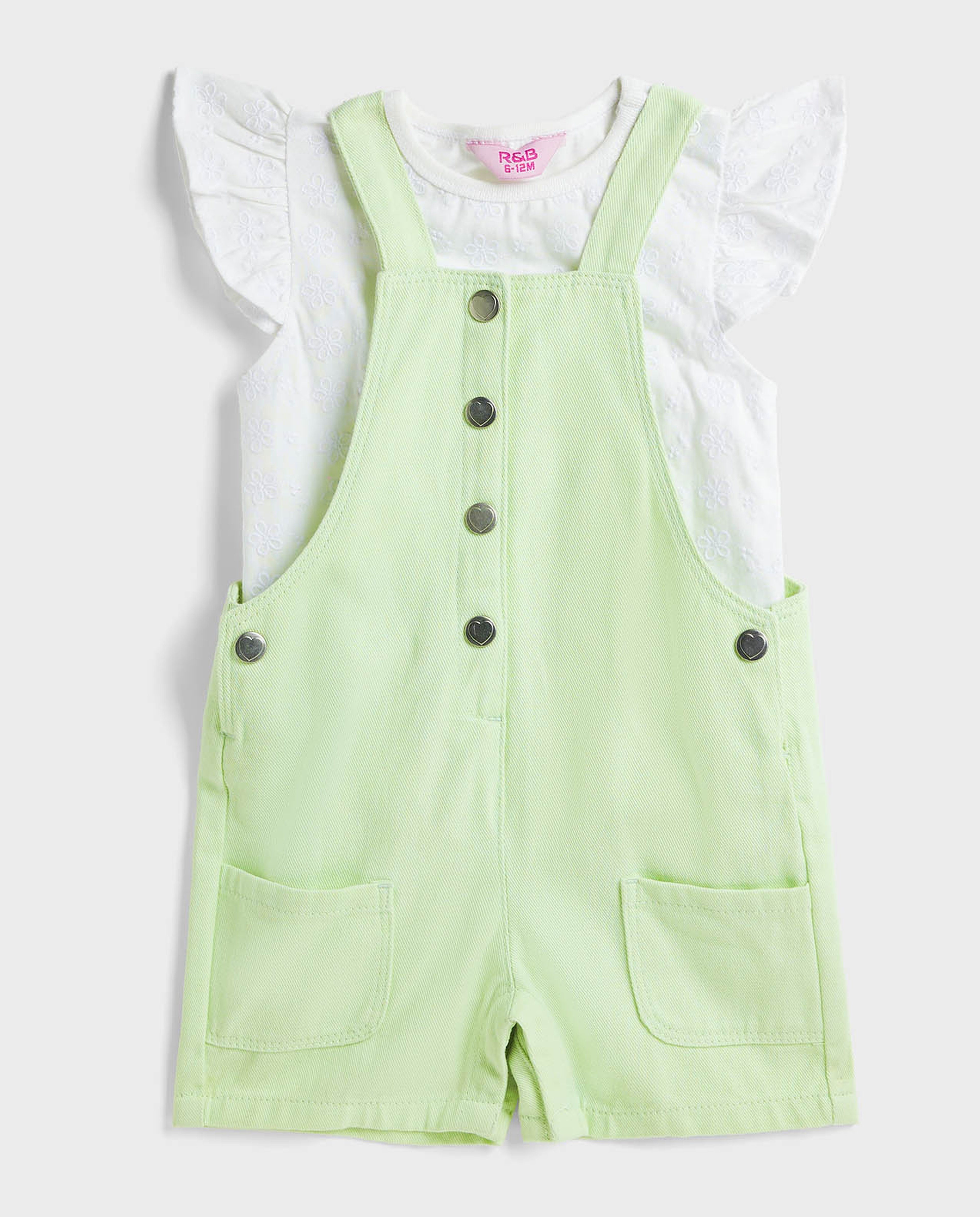 Embroidered Top and Dungaree Set