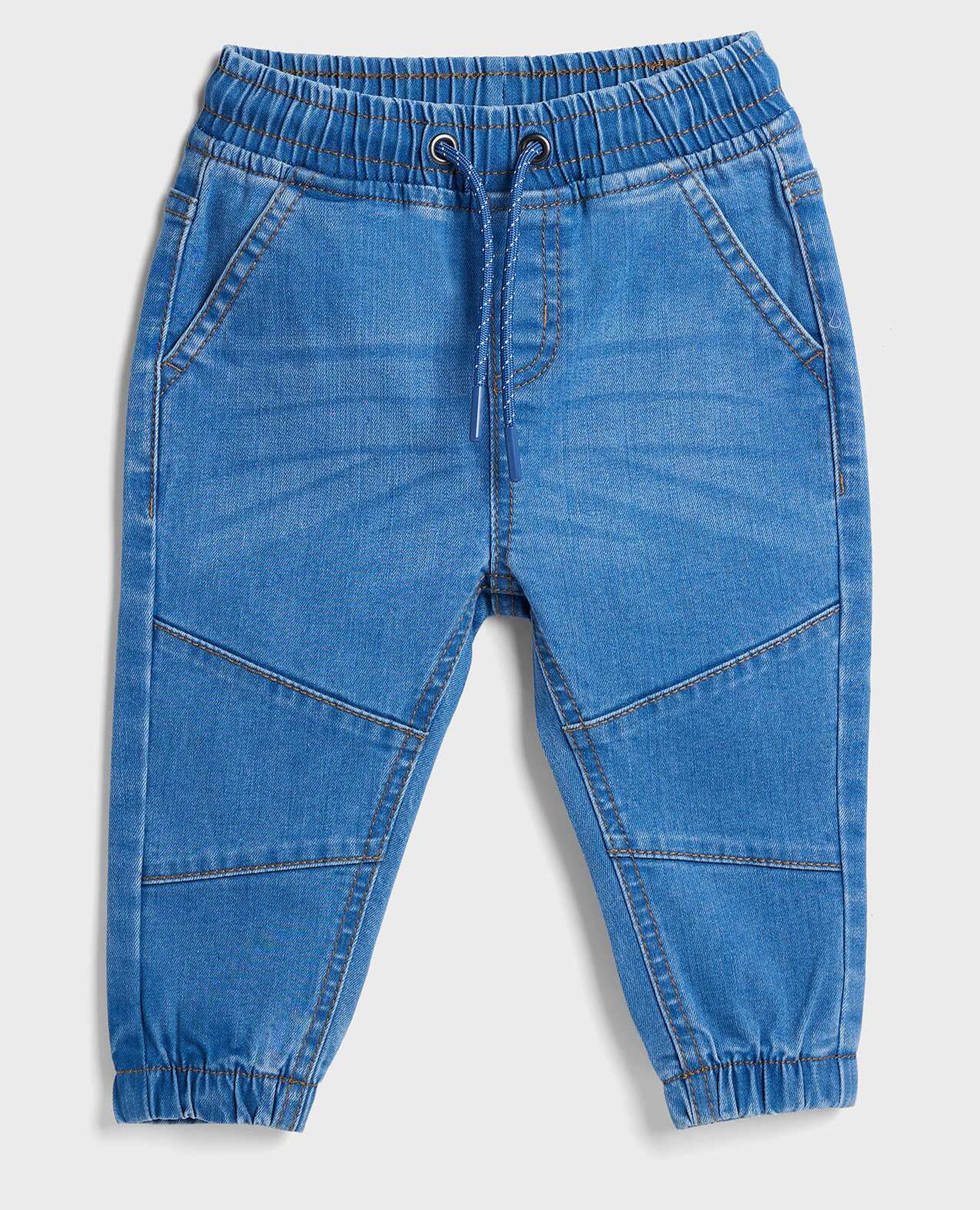 Faded Jogger Jeans with Drawstring Waist