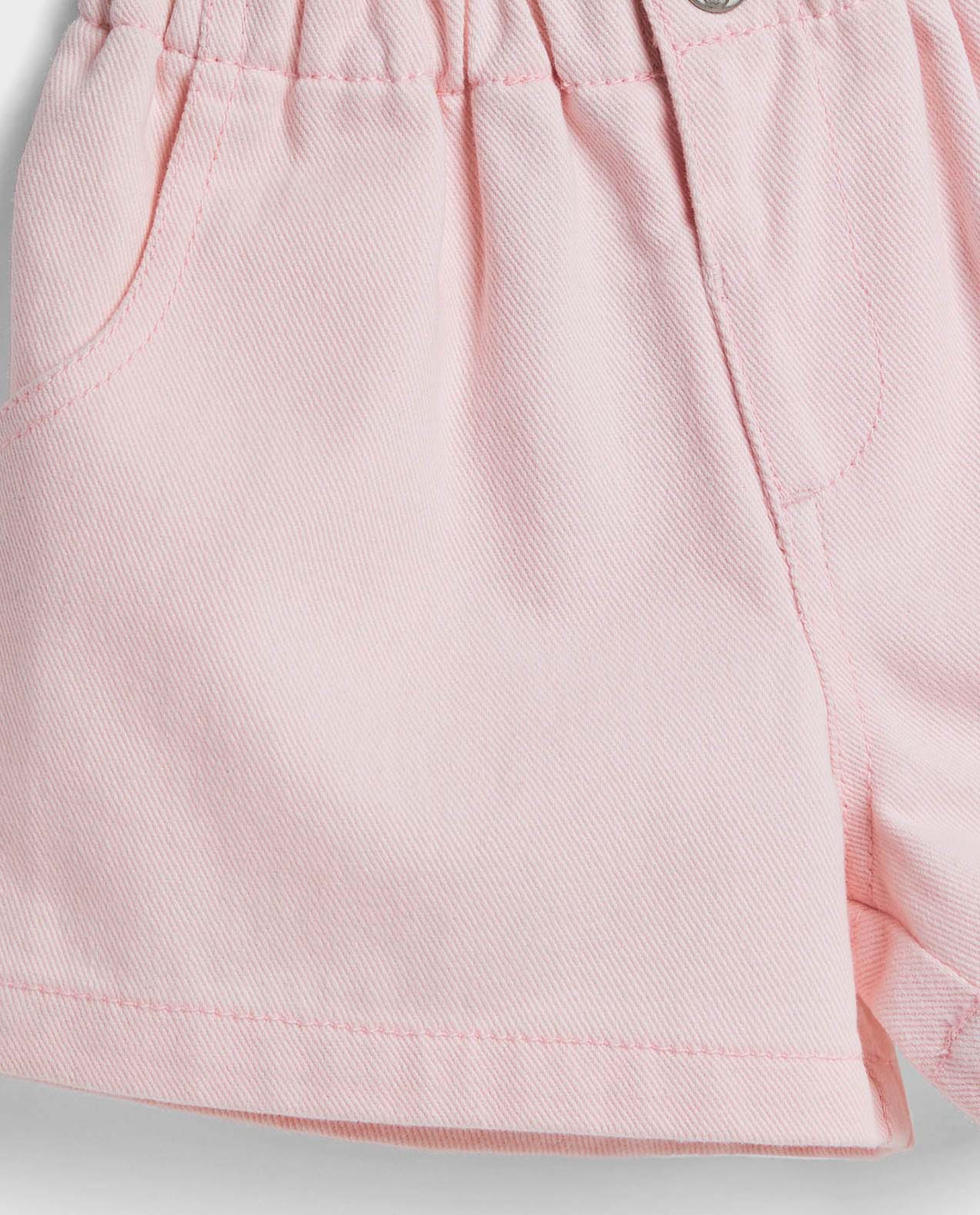 Solid Denim Shorts with Button Closure