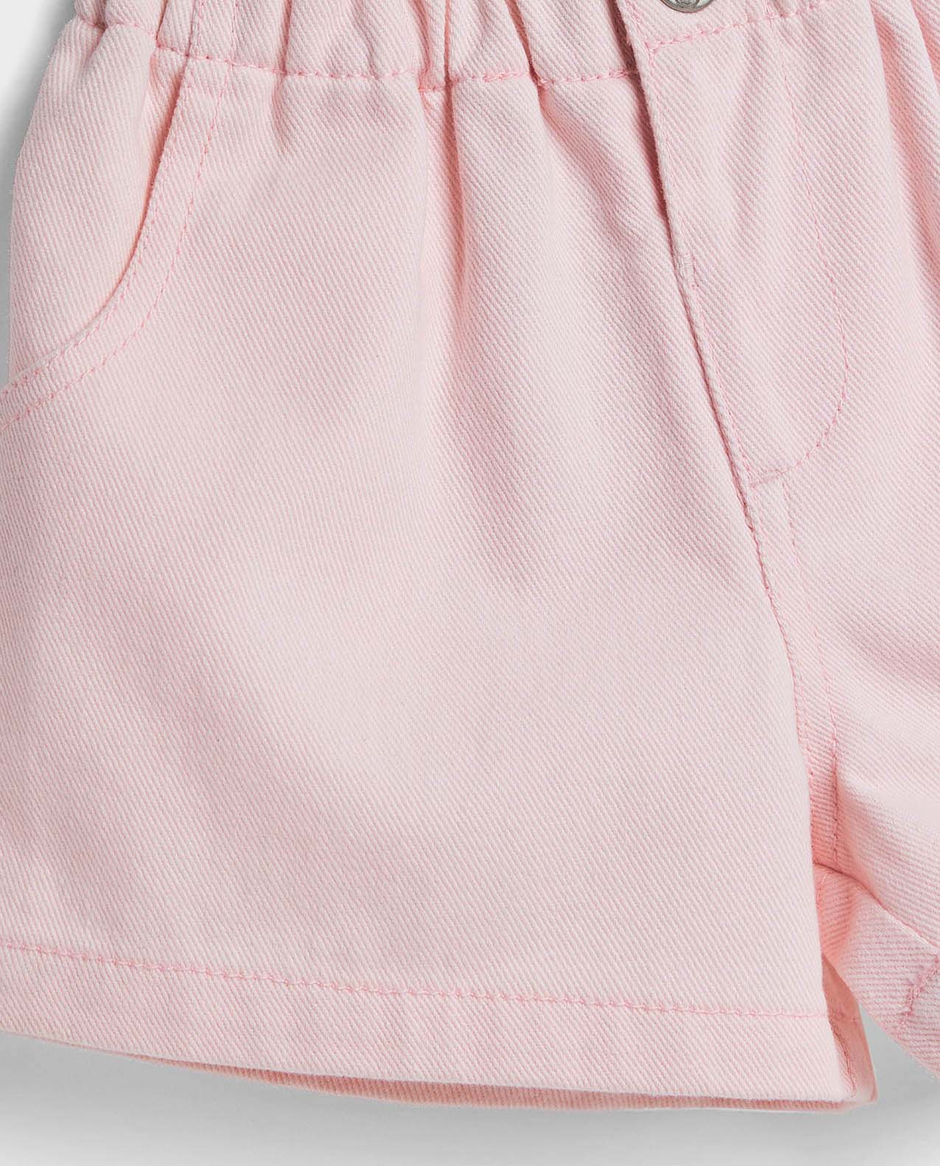 Solid Denim Shorts with Button Closure