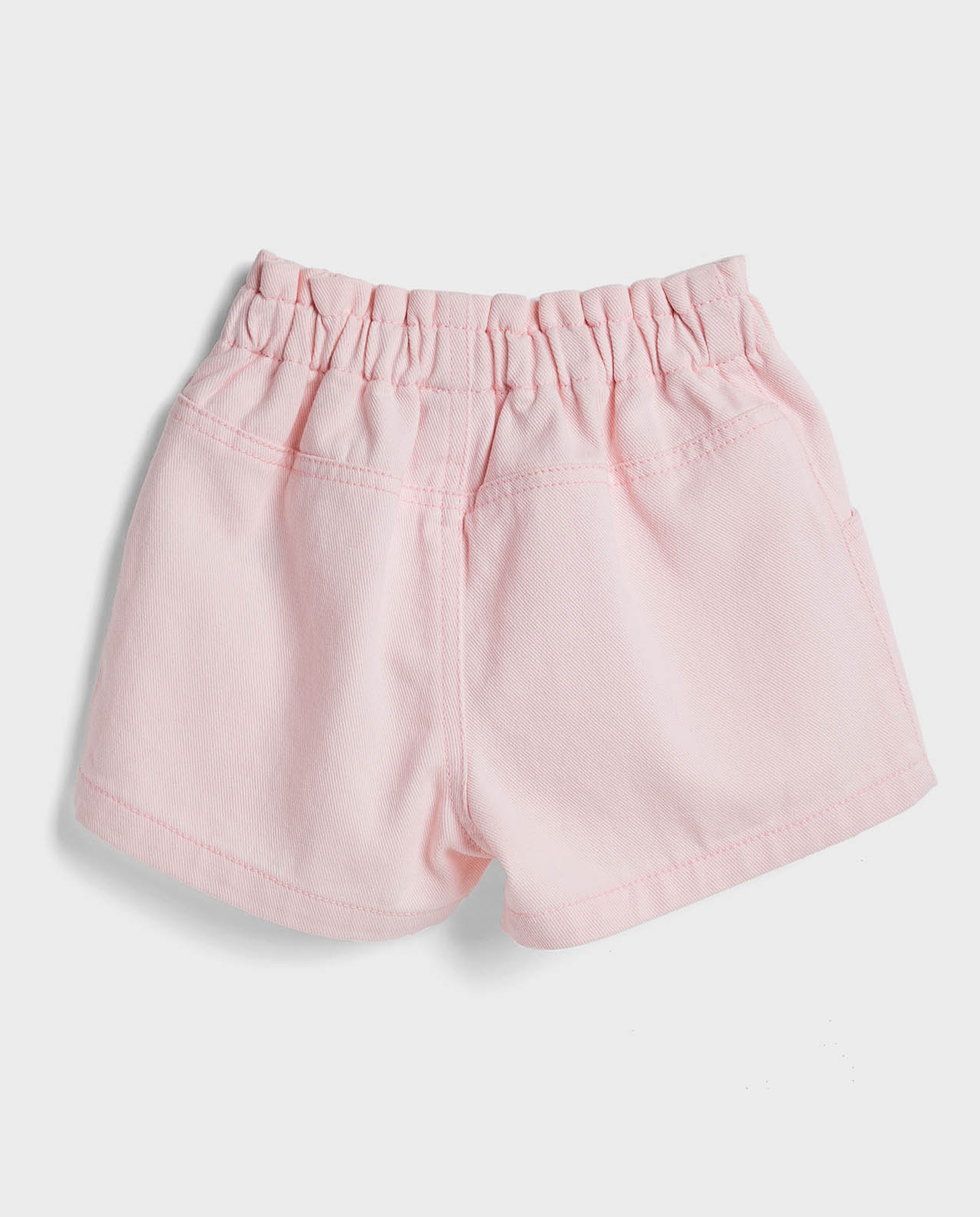 Solid Denim Shorts with Button Closure