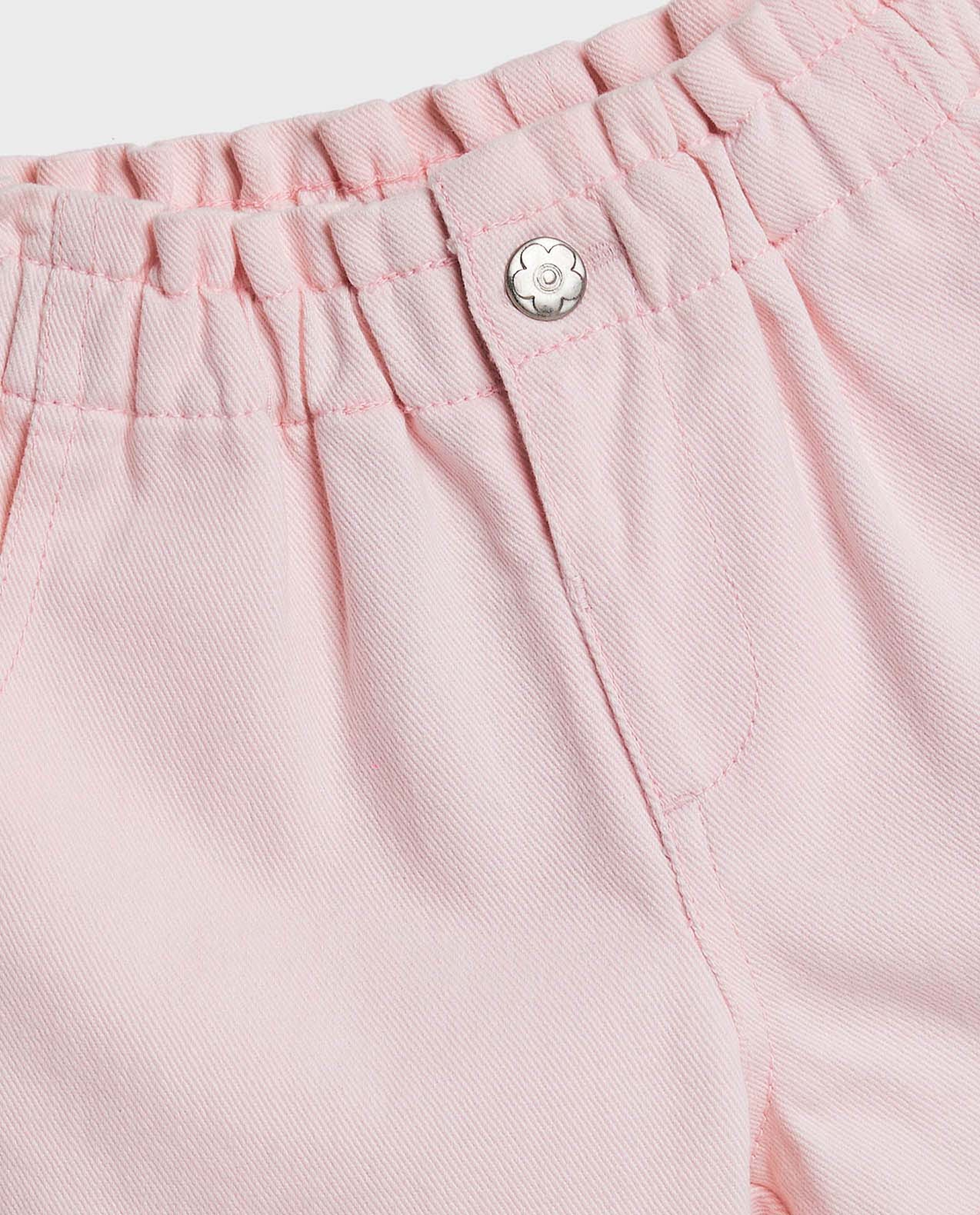 Solid Denim Shorts with Button Closure