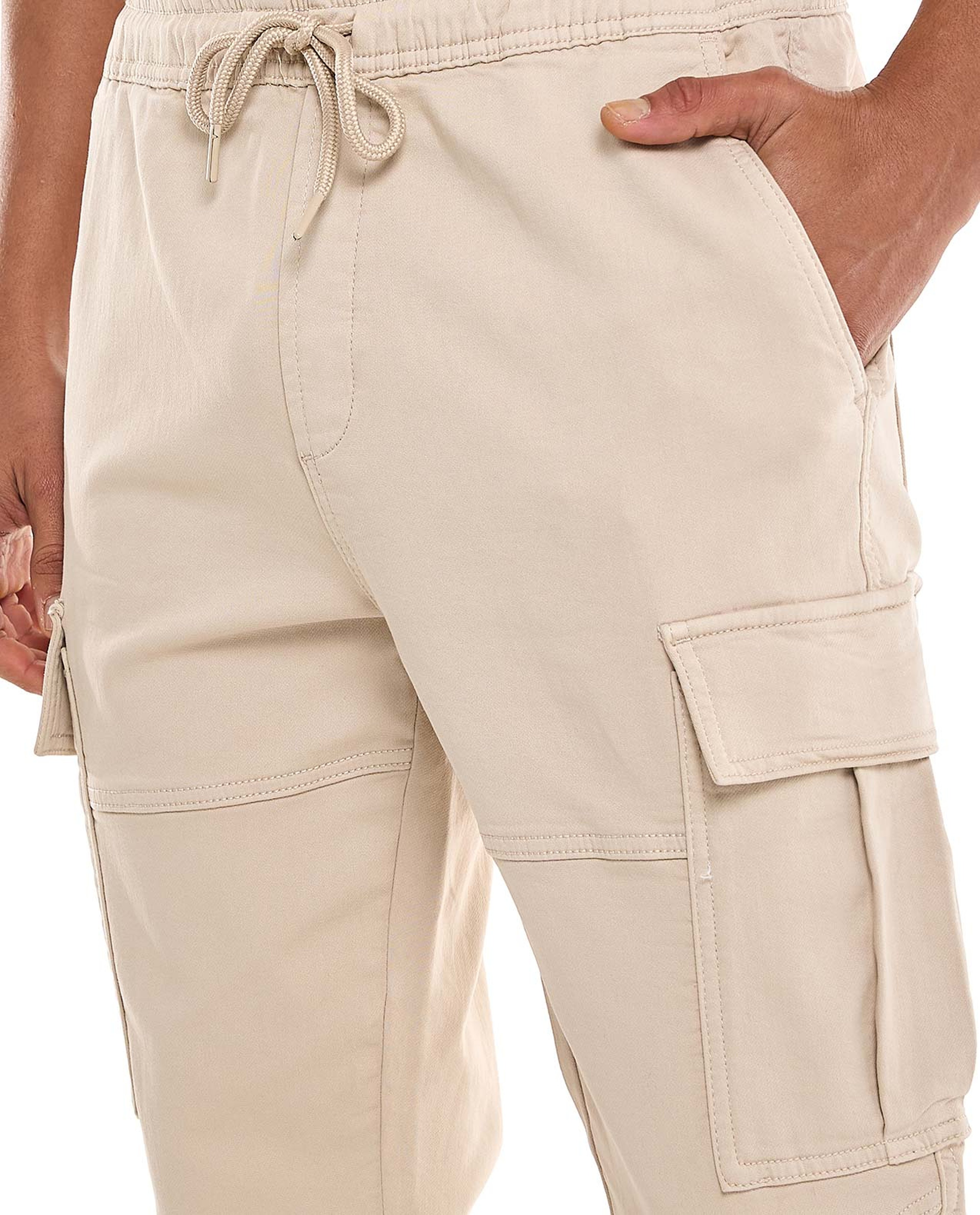 Solid Cargo Jogger Pants with Drawstring Waist