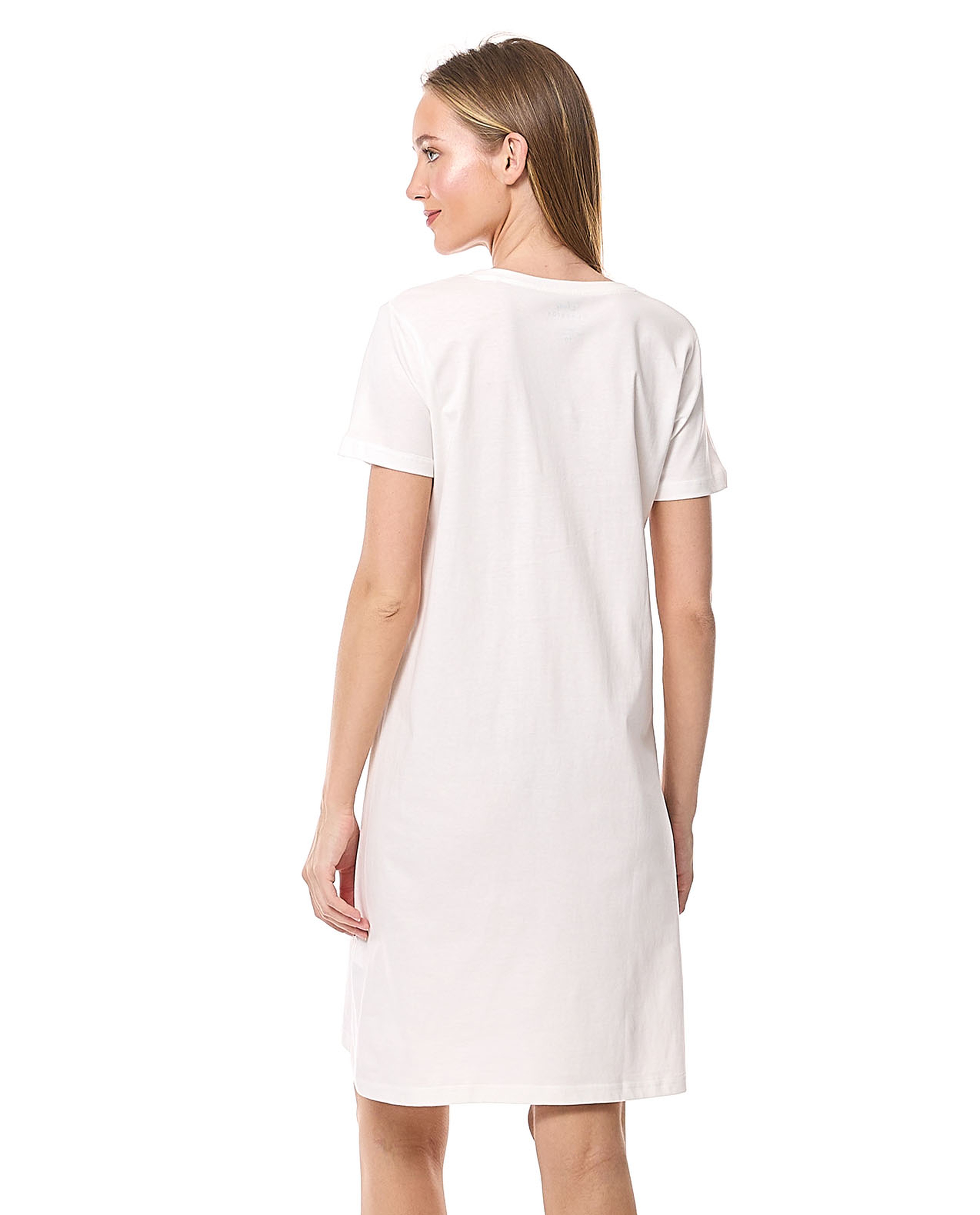Angel Printed Nightdress with Crew Neck and Short Sleeves