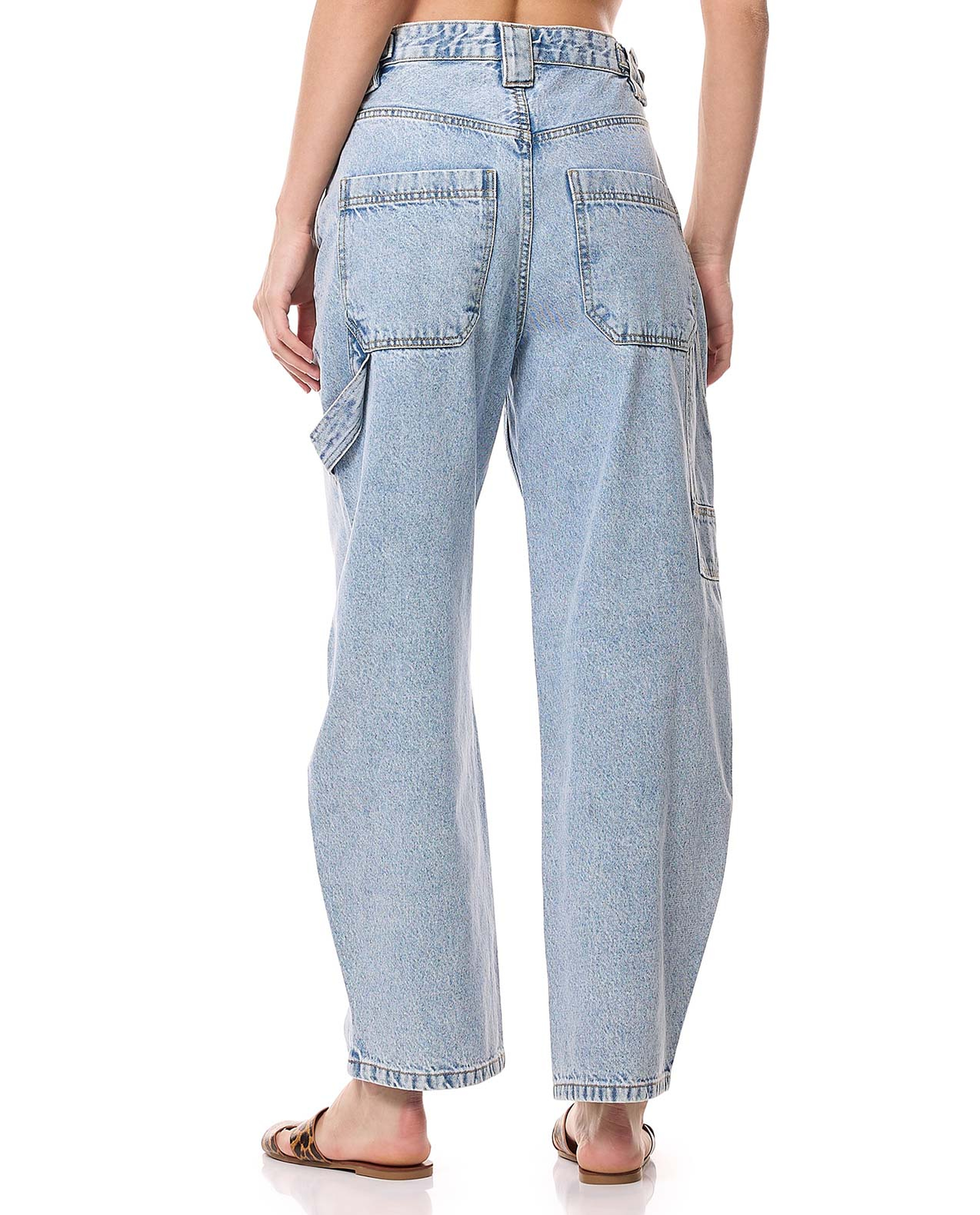 Faded Barrel Fit Jeans with Button Closure
