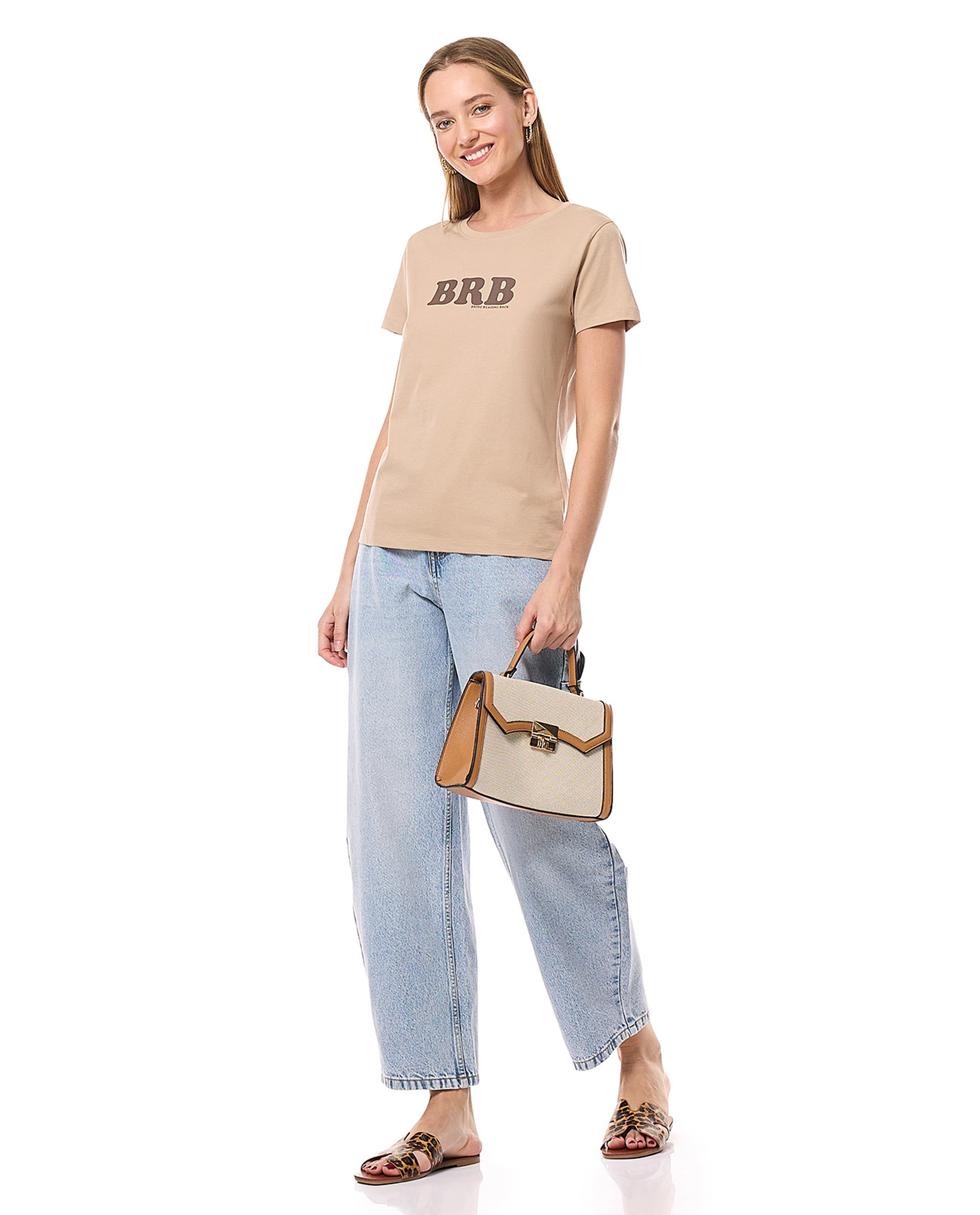 Faded Barrel Fit Jeans with Button Closure