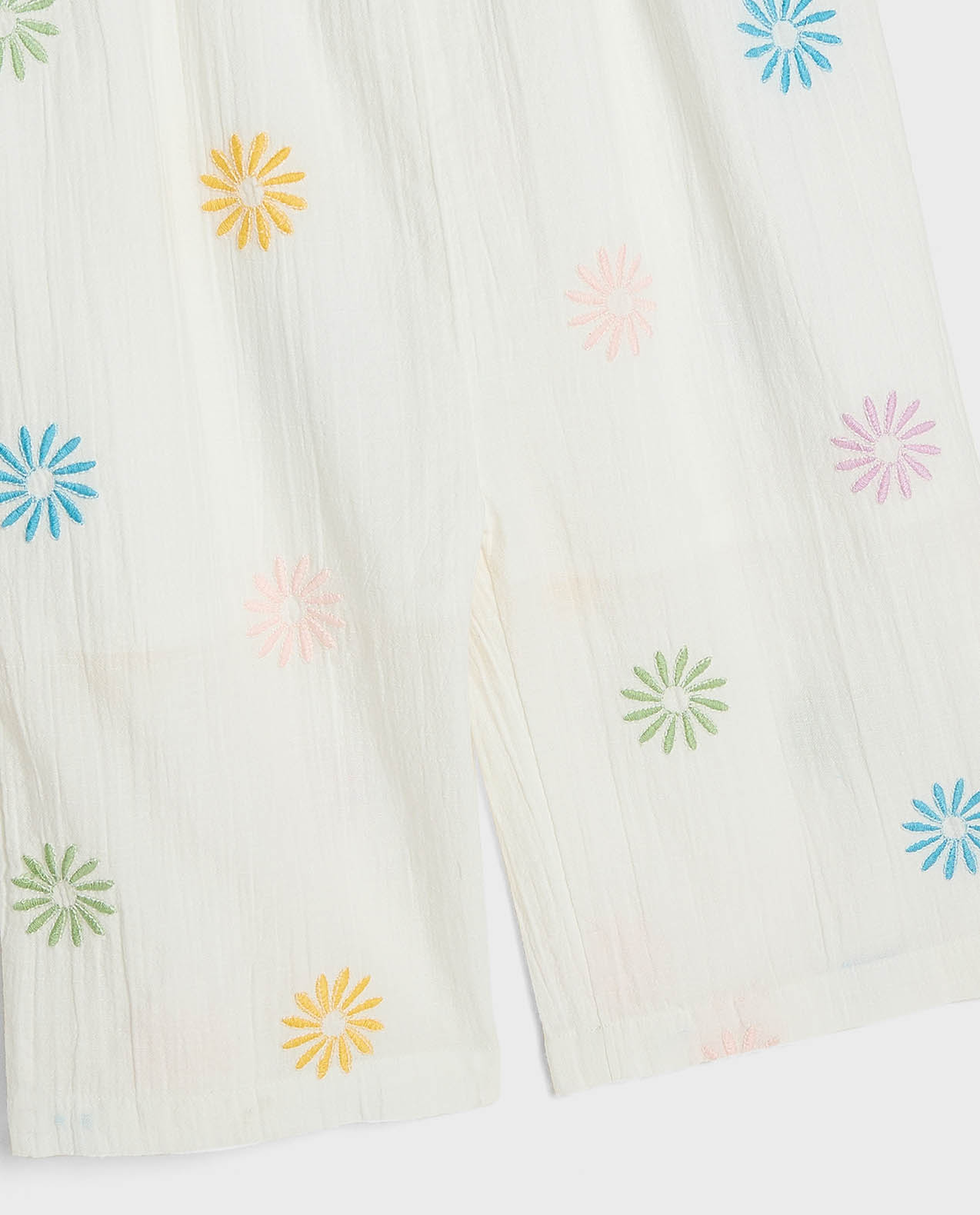 Embroidered Sleeveless Dungarees with Scoop Neck