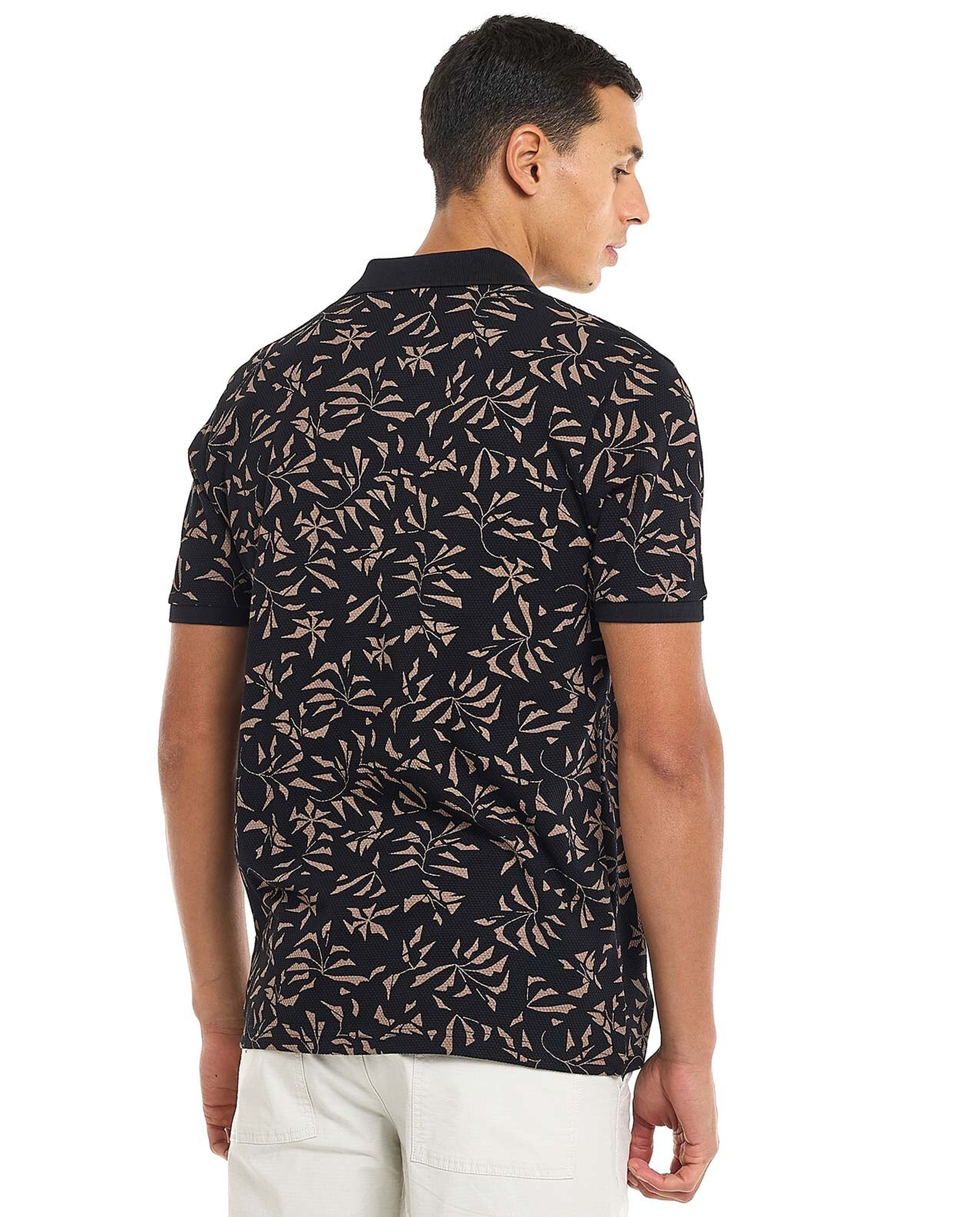 Patterned Polo T-Shirt with Short Sleeves