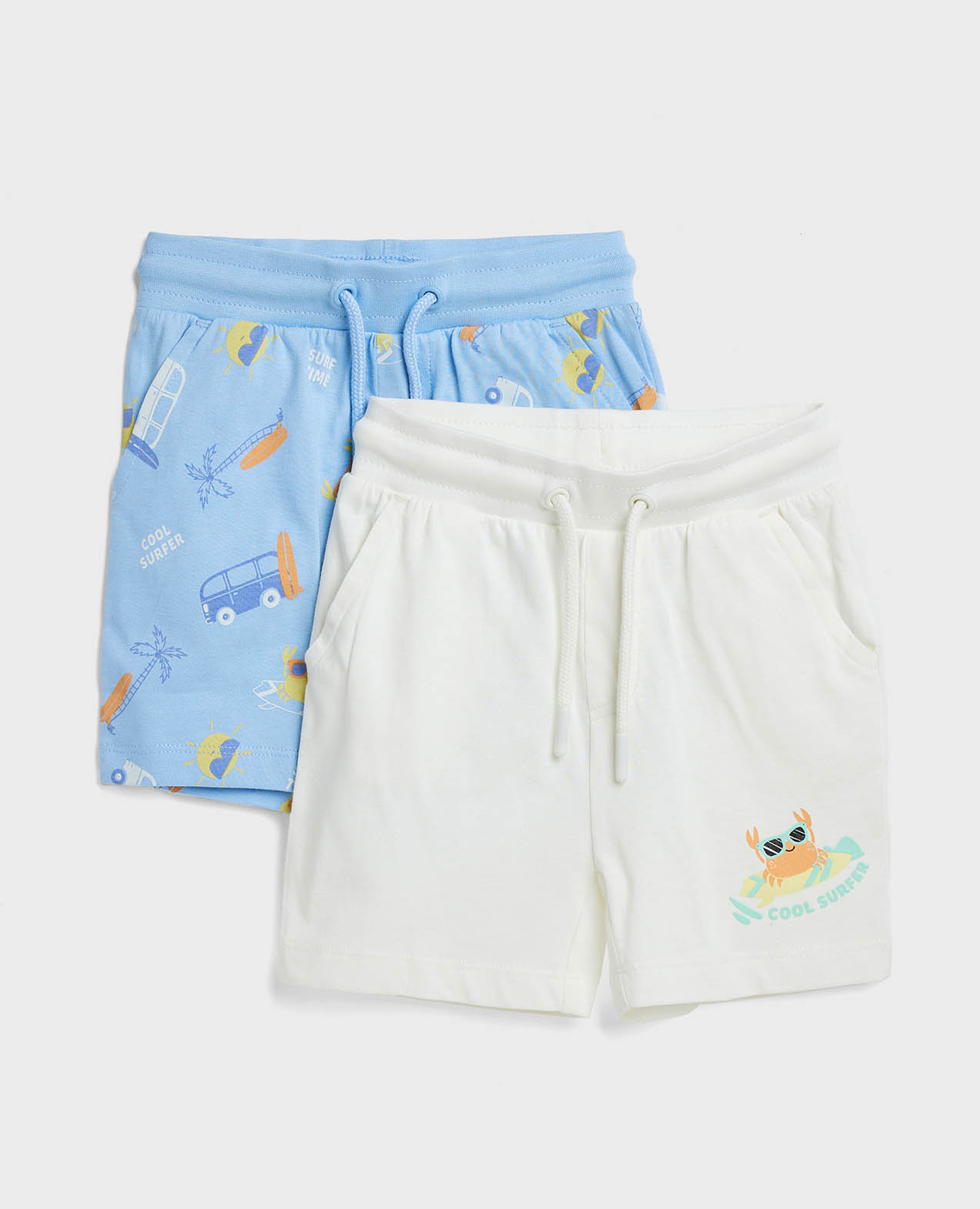 شورت برباط على الخصر وطبعة - قطعتين