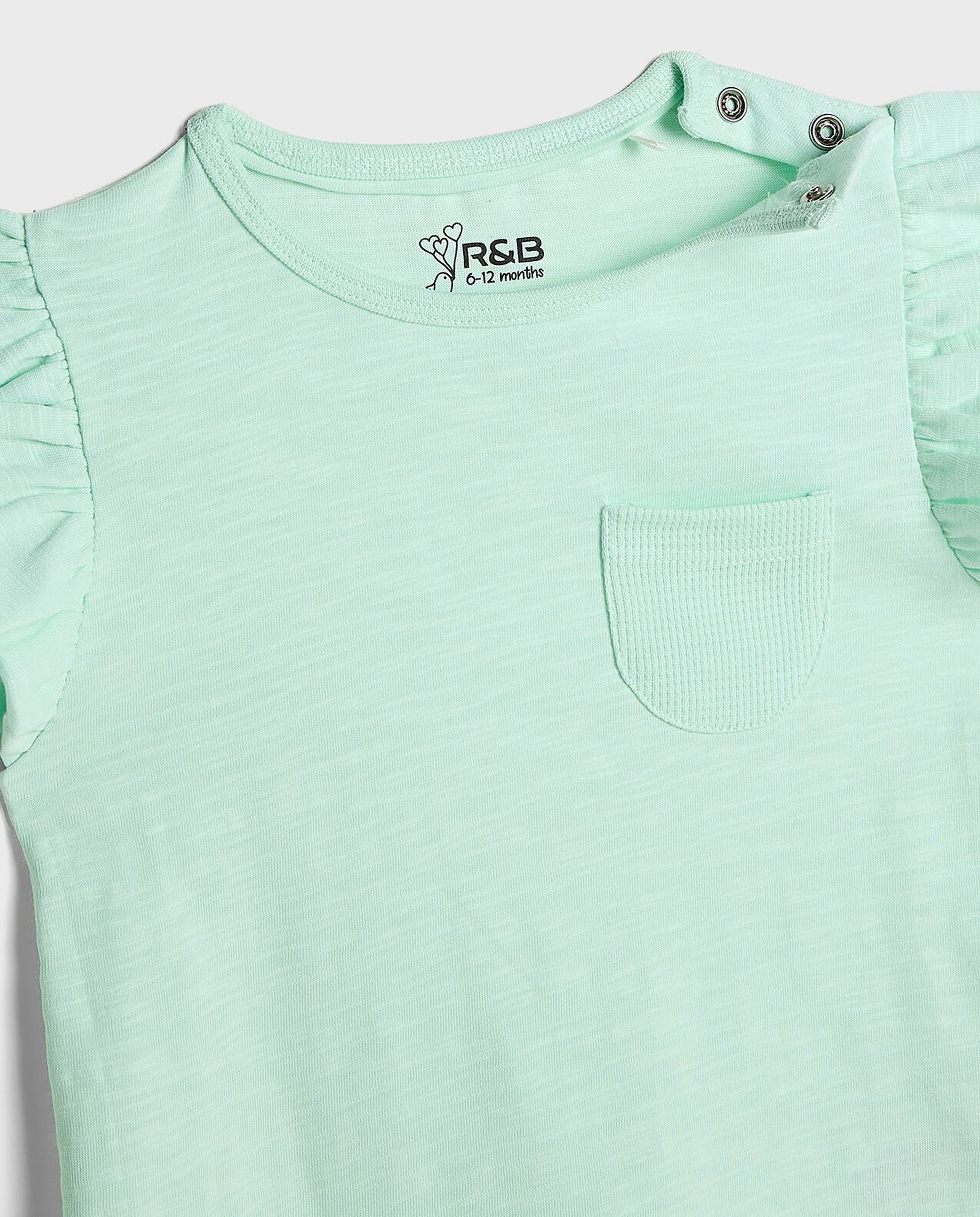 2 Pack Tops with Crew Neck and Ruffle Sleeves