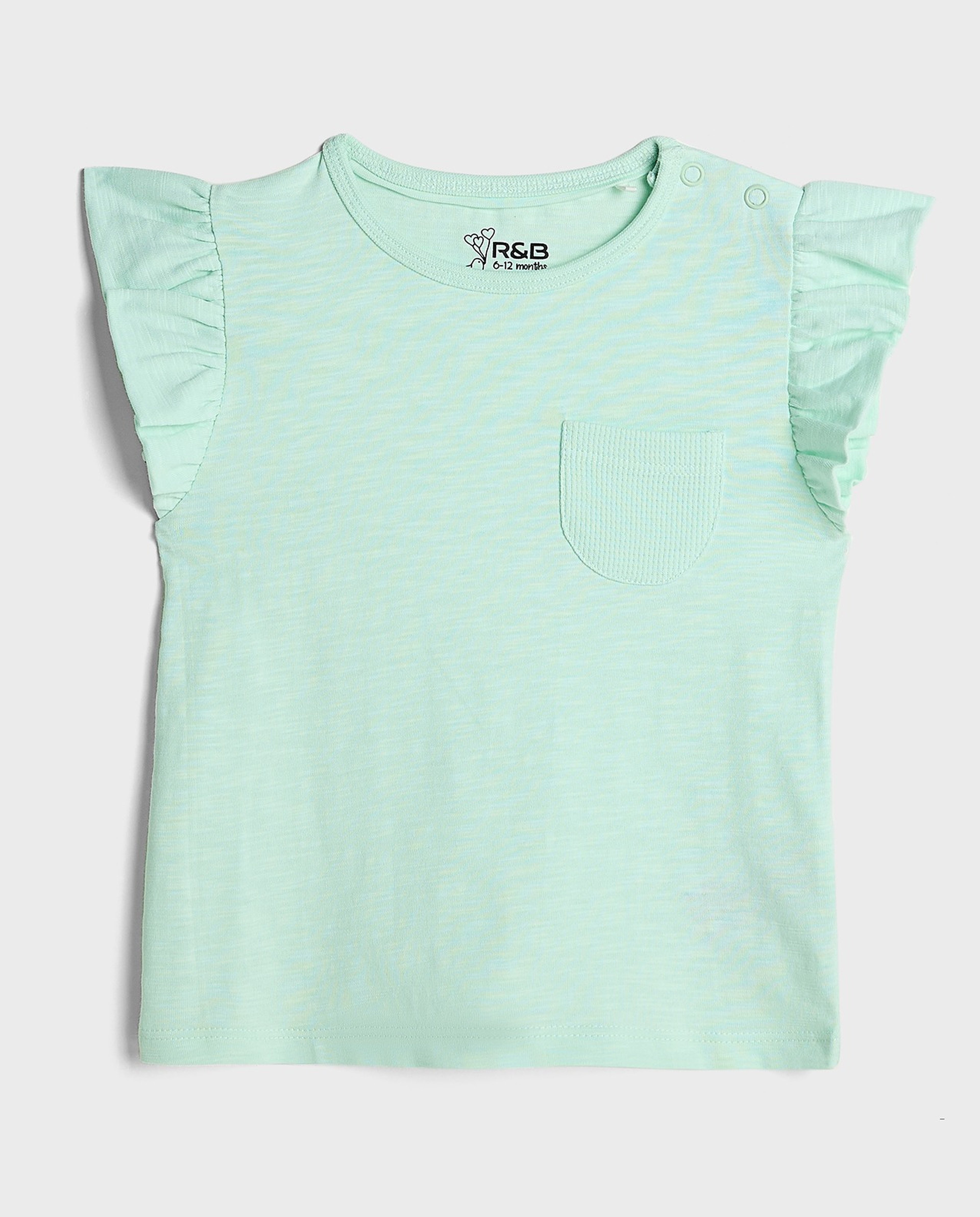 2 Pack Tops with Crew Neck and Ruffle Sleeves