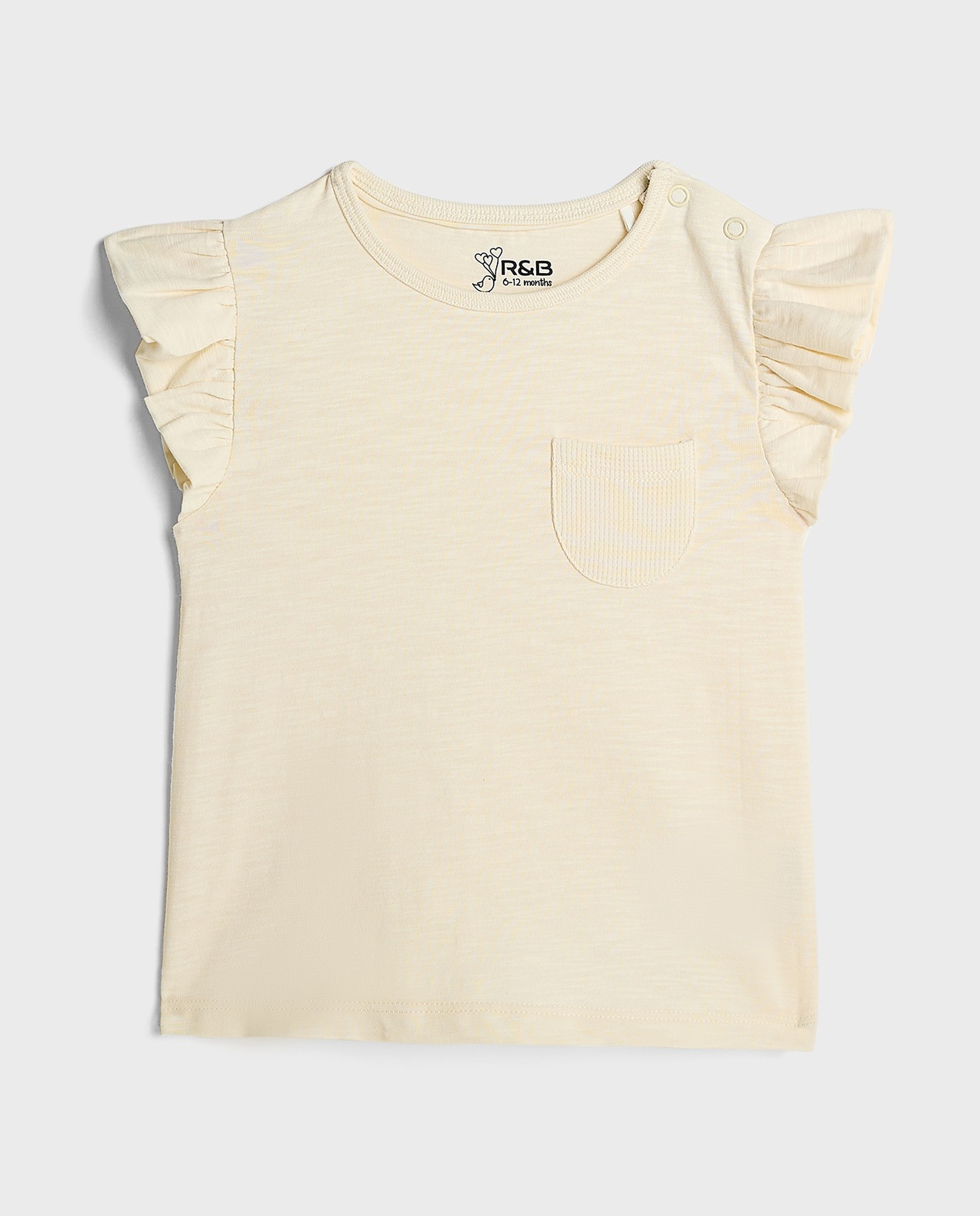 2 Pack Tops with Crew Neck and Ruffle Sleeves