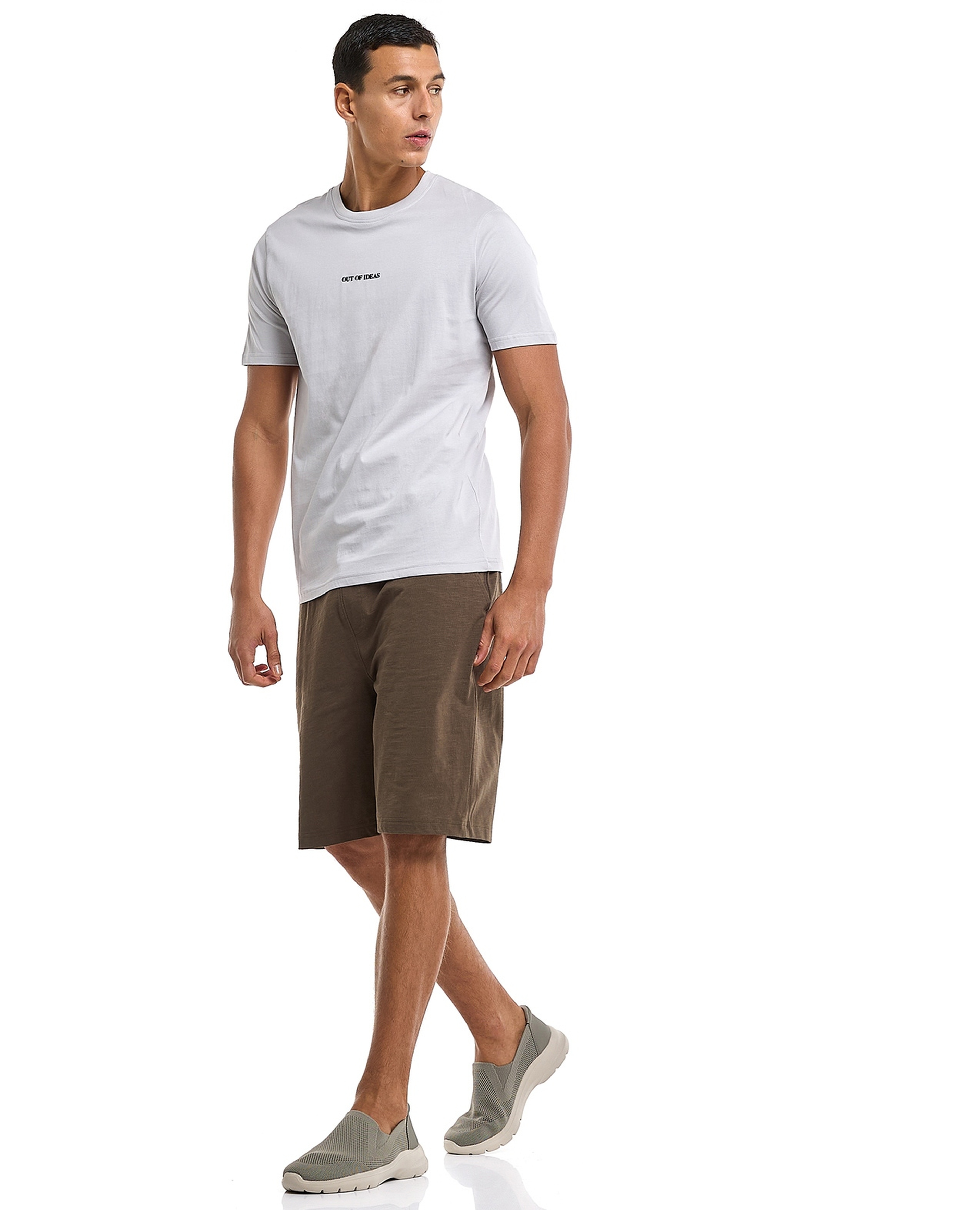 Solid Lounge Shorts with Elastic Waist