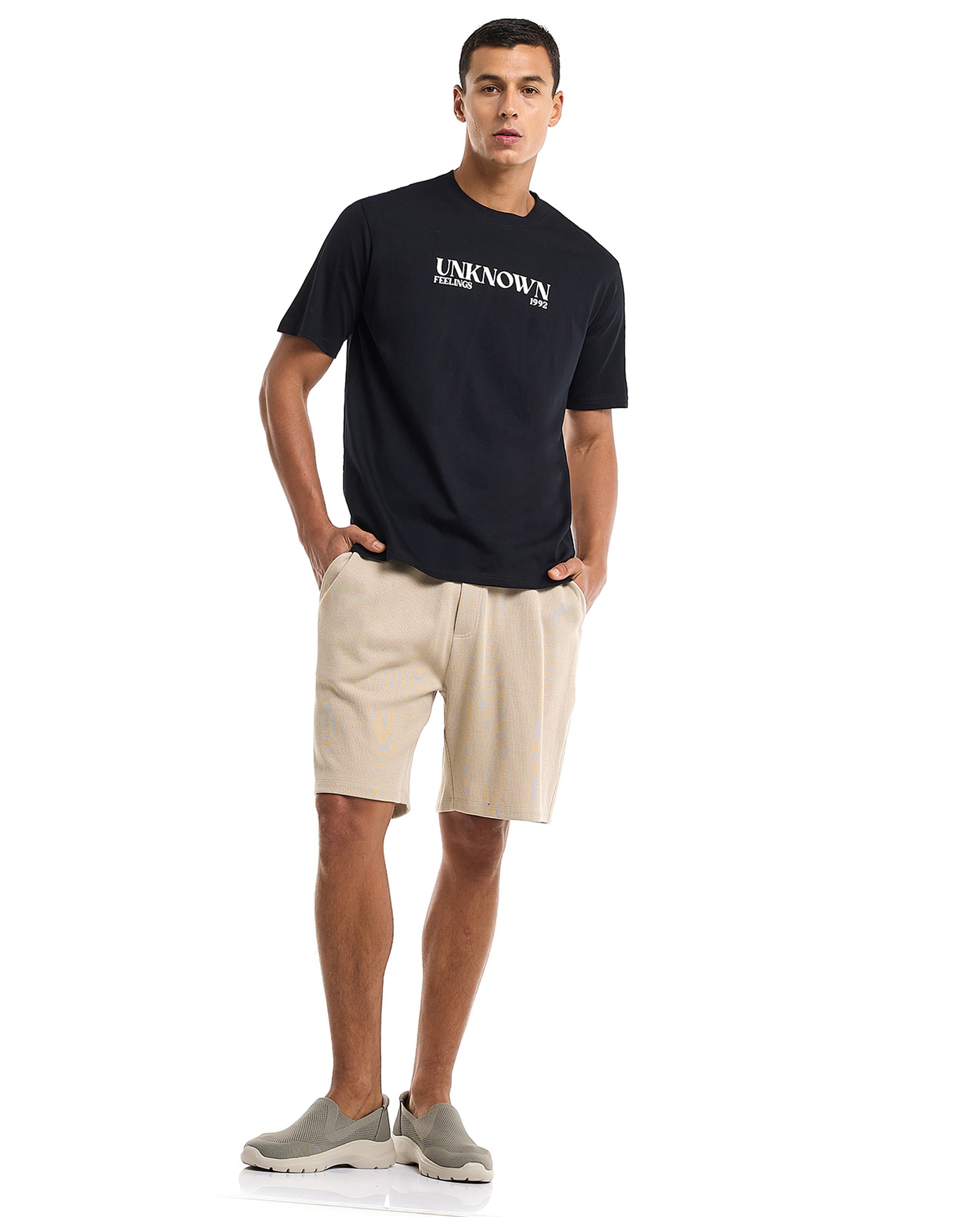 Printed T-Shirt with Crew Neck and Short Sleeves