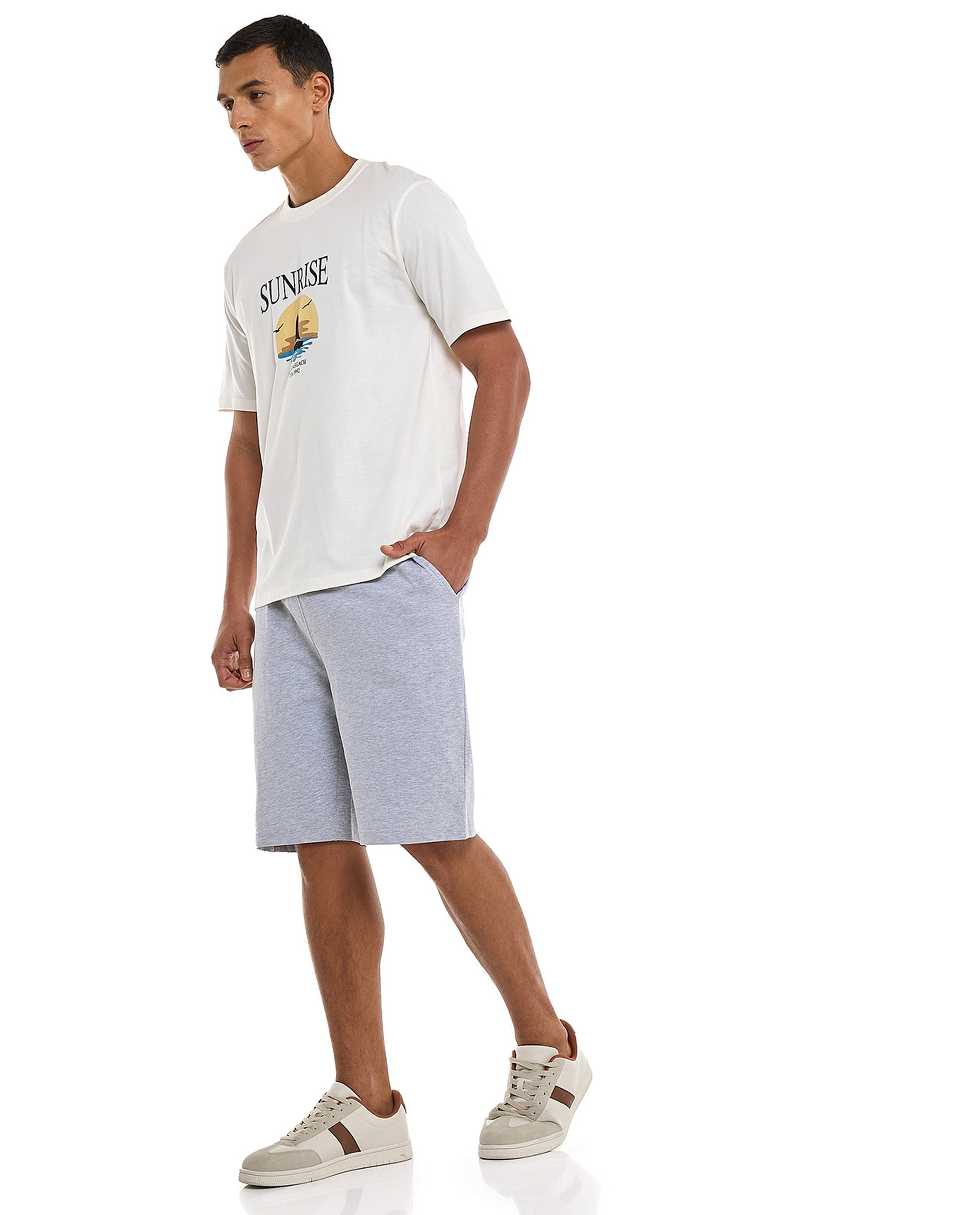 Solid Lounge Shorts with Elastic Waist