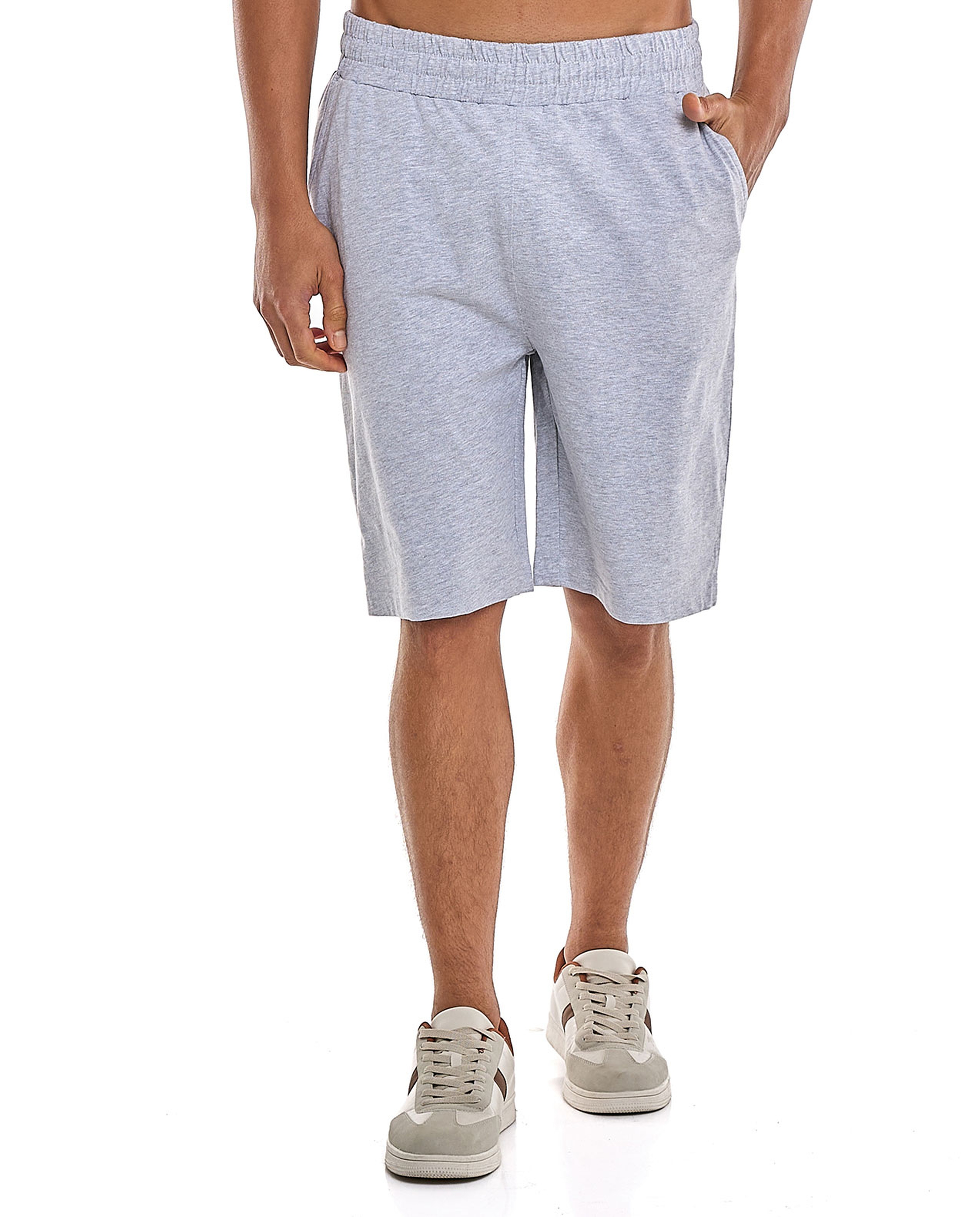 Solid Lounge Shorts with Elastic Waist