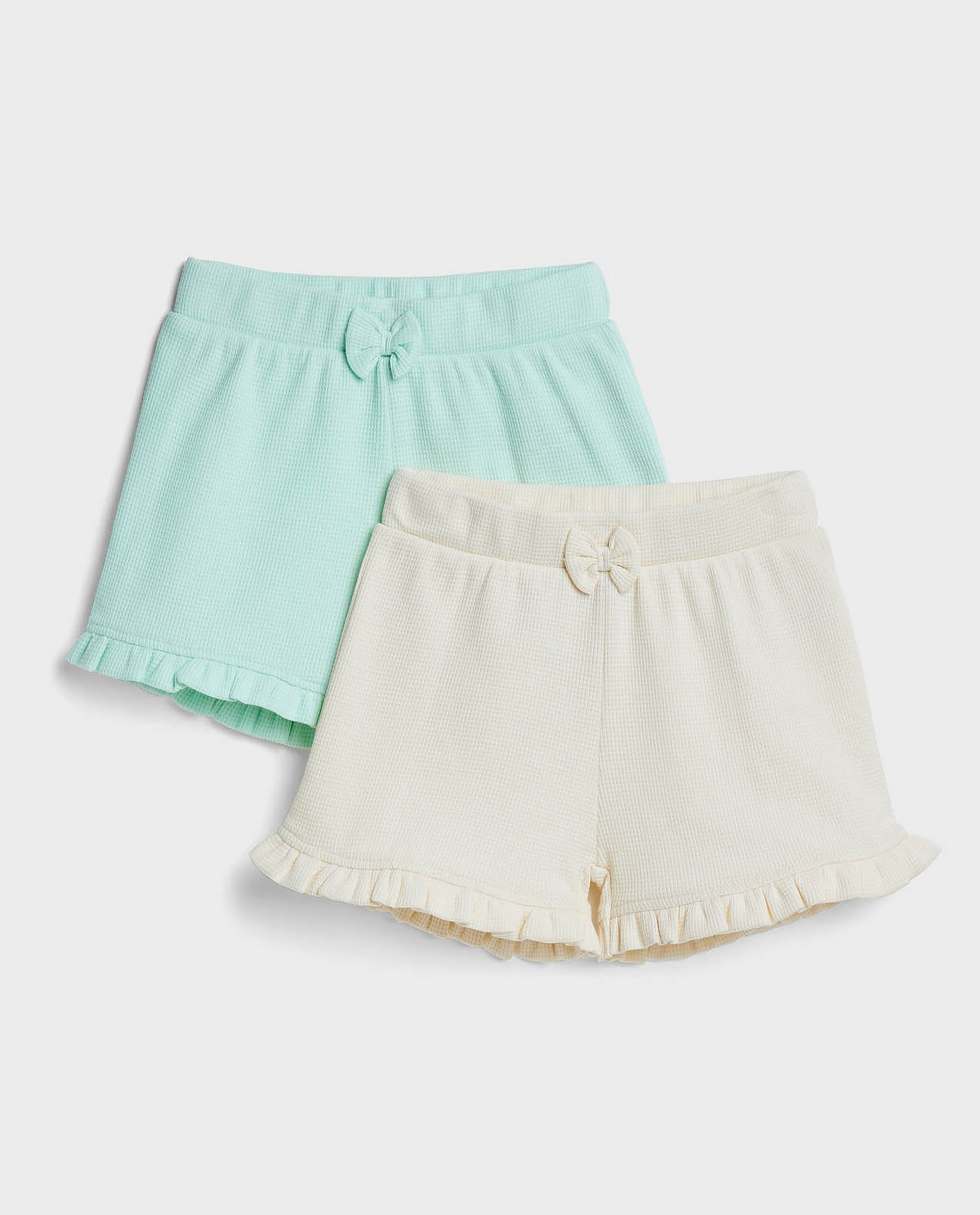 2 Pack Textured Shorts with Elastic Waist