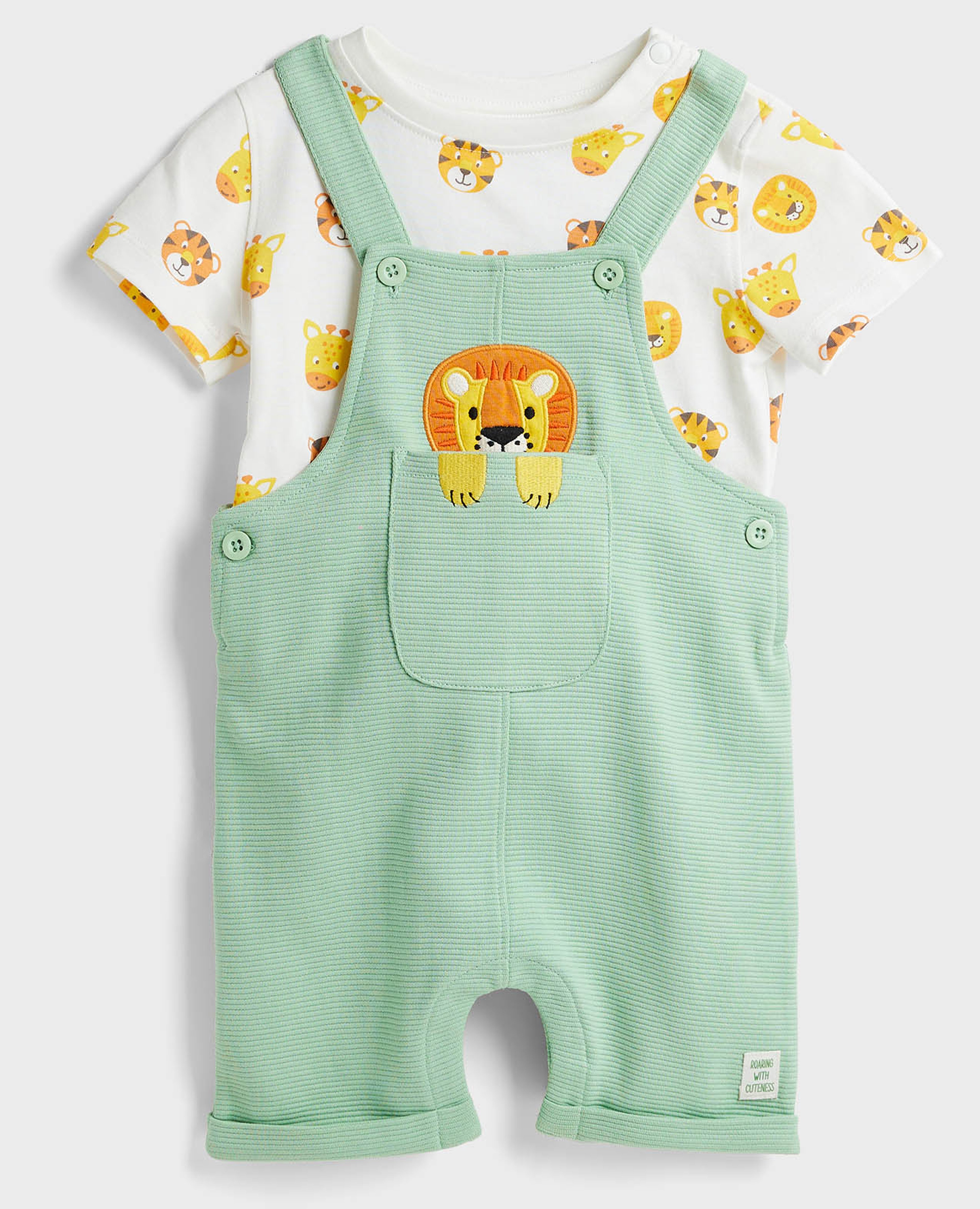 Printed T-Shirt and Dungaree Set