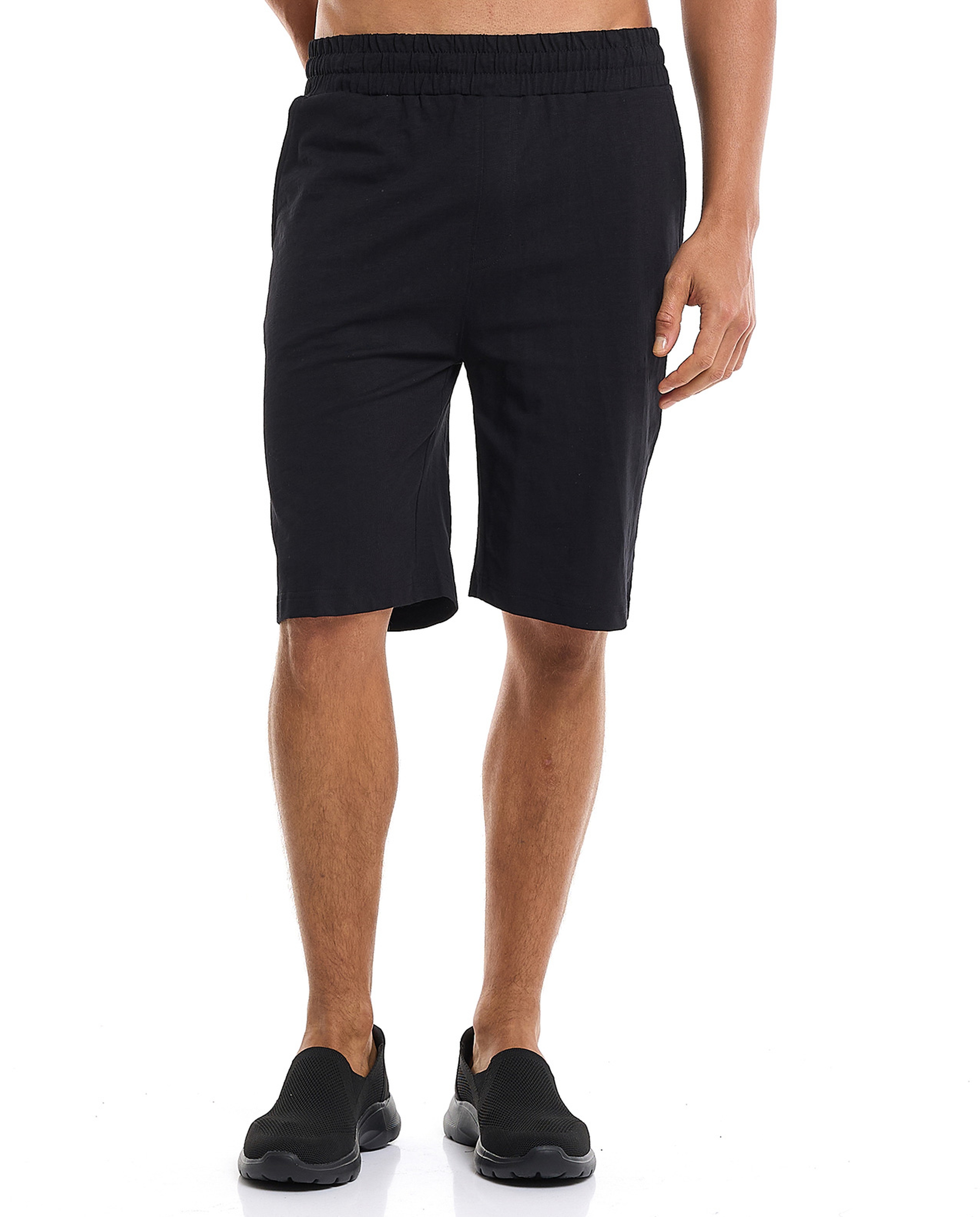 Solid Lounge Shorts with Elastic Waist