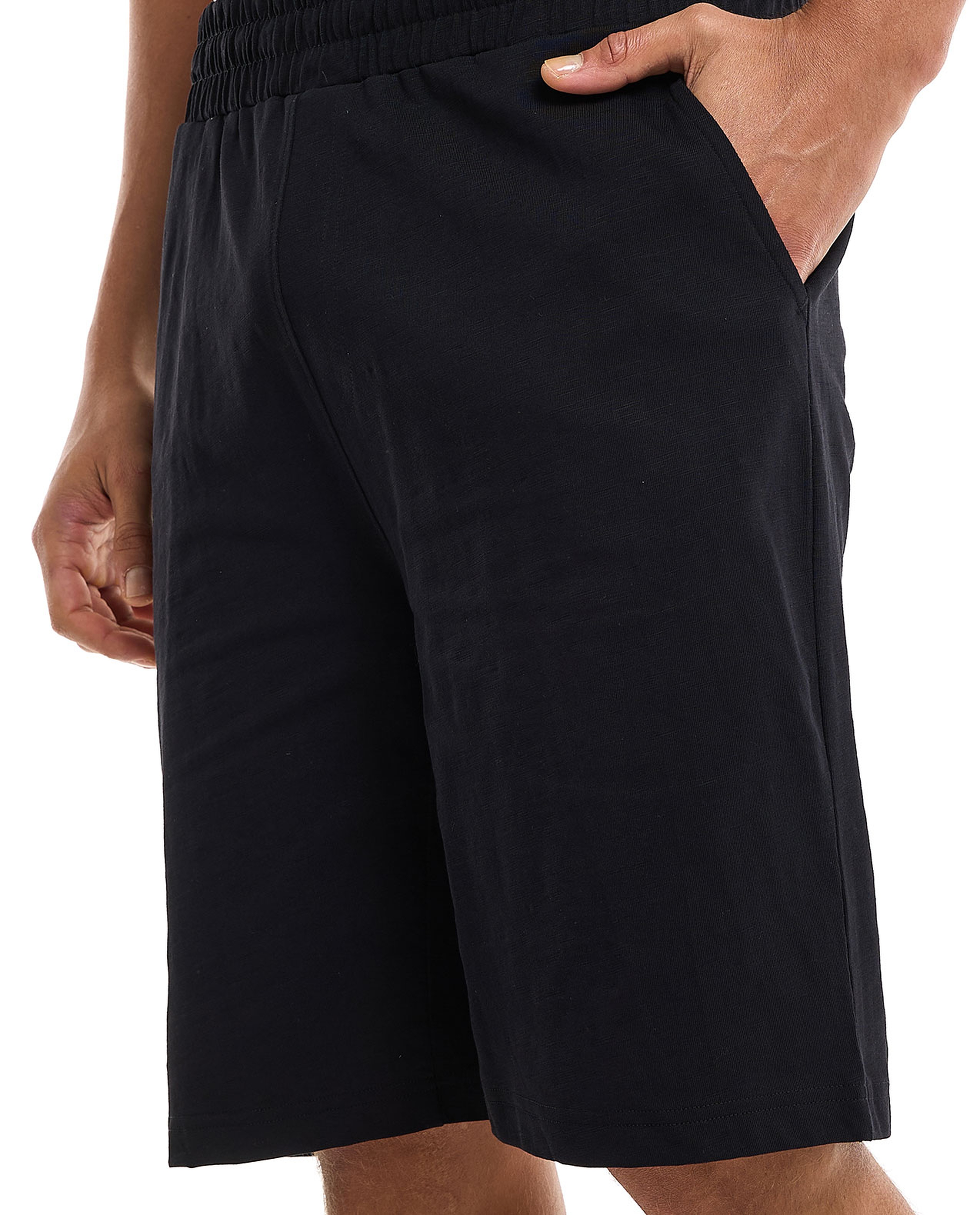 Solid Lounge Shorts with Elastic Waist