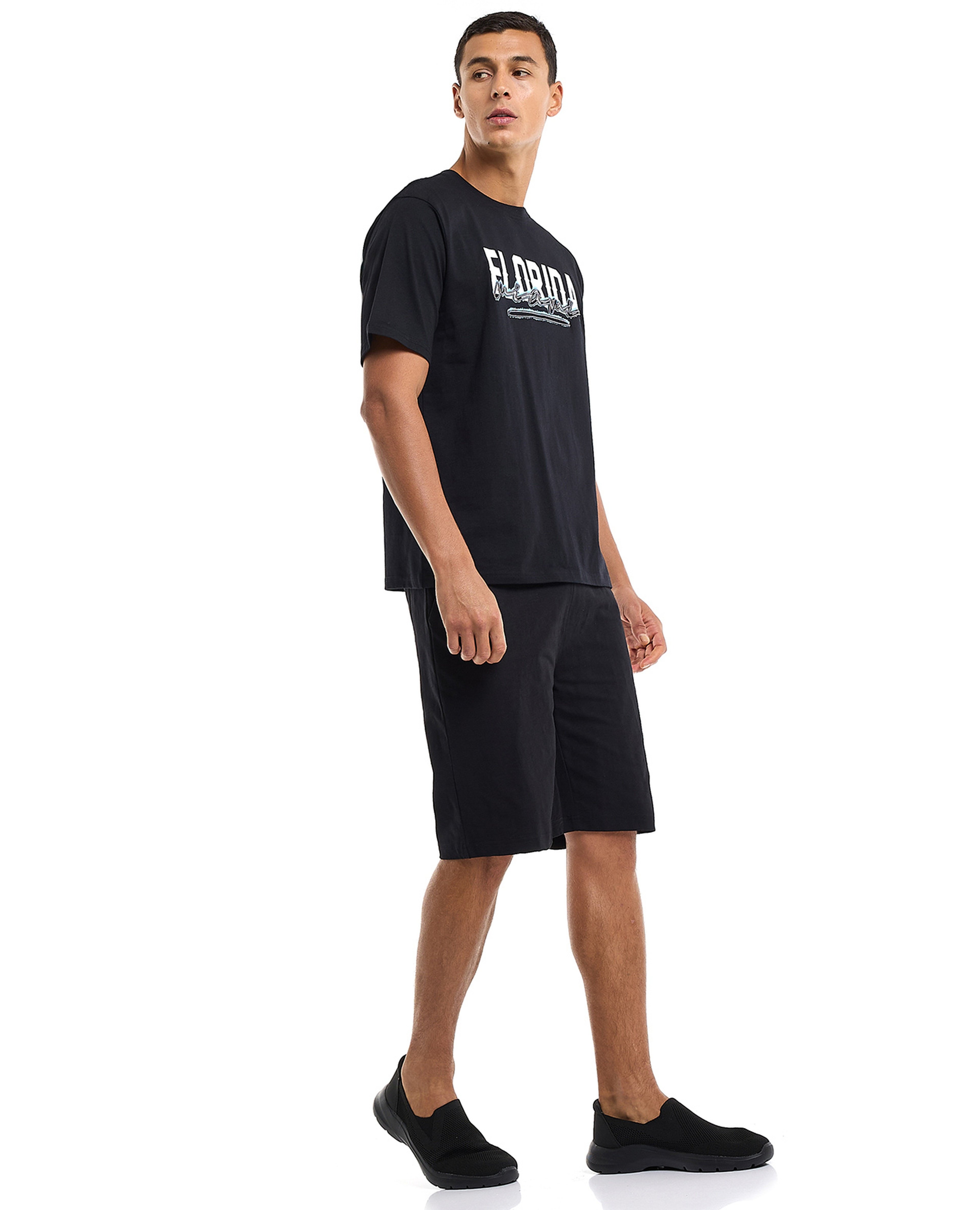 Solid Lounge Shorts with Elastic Waist