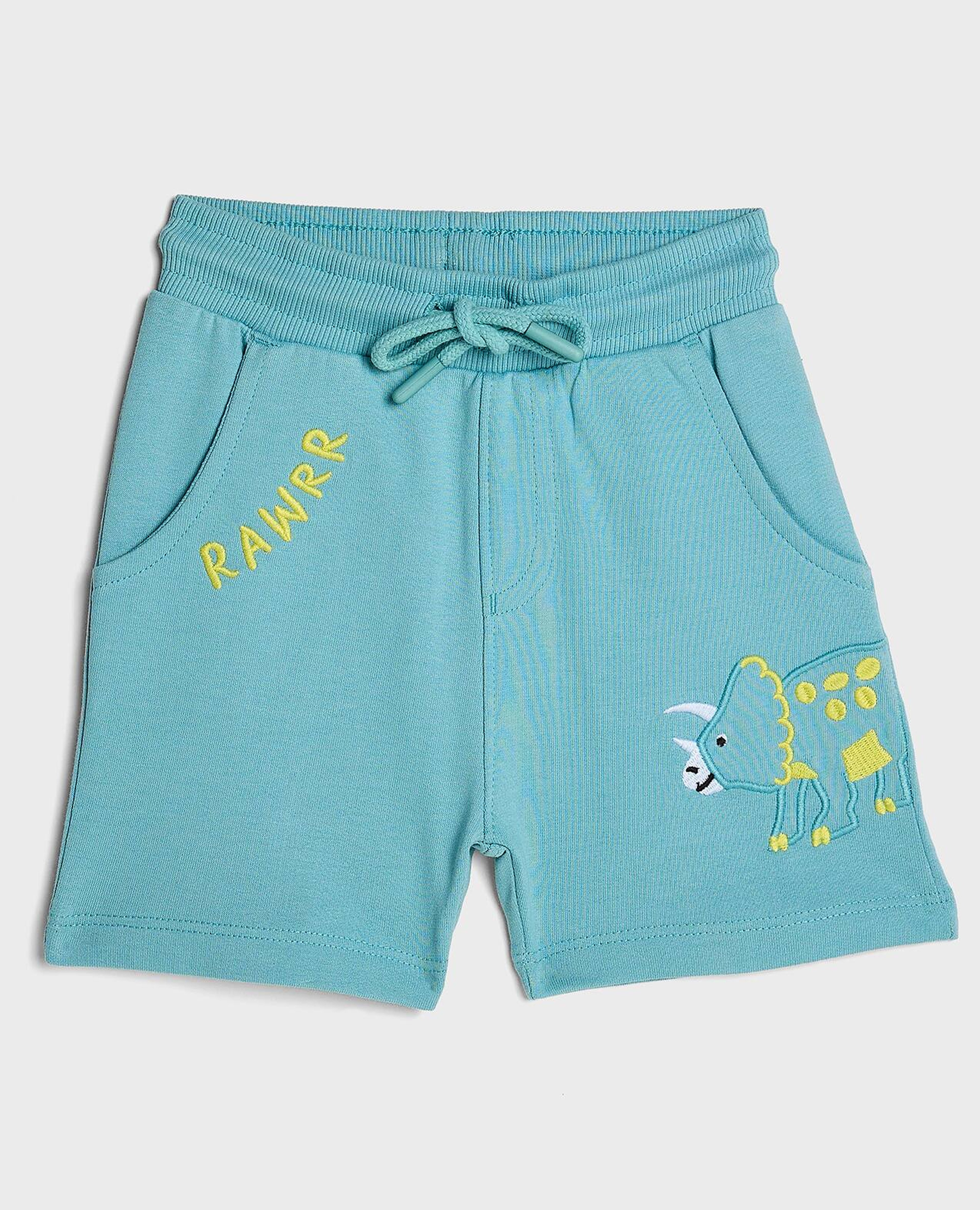 Embroidered Shorts with Drawstring Waist