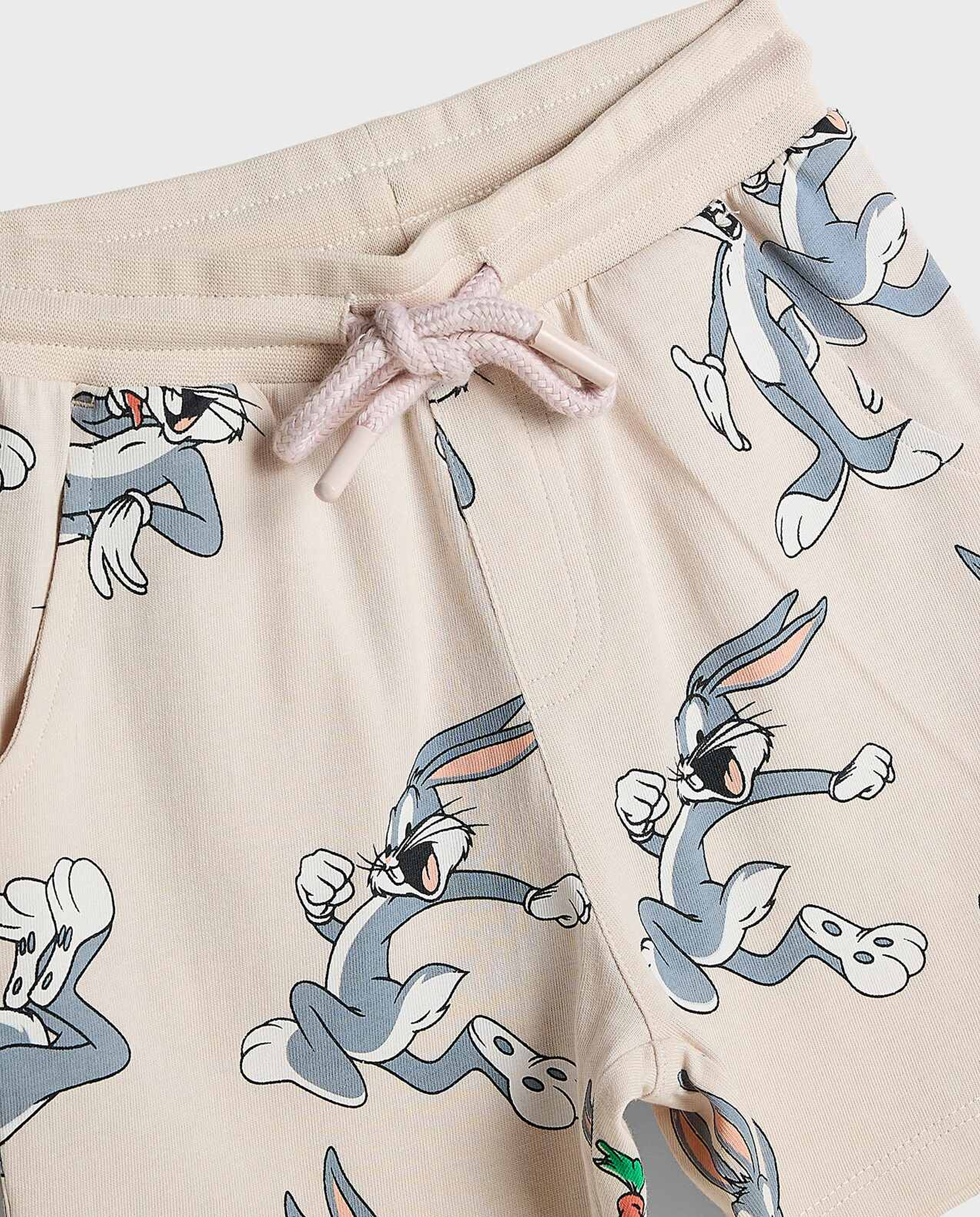 Bugs Bunny Printed Shorts with Drawstring Waist